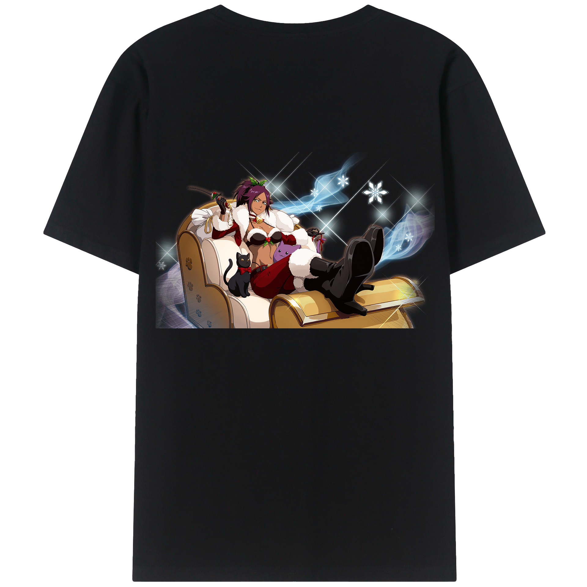 （画像用） ブリーチ 四楓院 夜一（しほういん よるいち） BLEACH Shihouin Yoruichi 綿100％ メンズ半袖Tシャツ（バックプリント） 通気性
