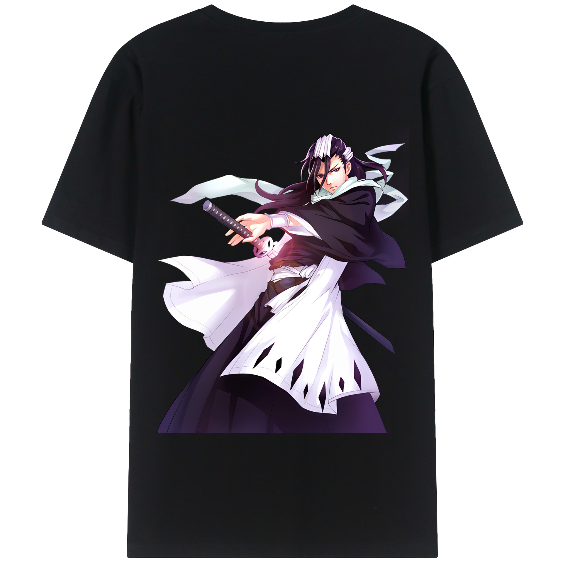 （画像用） ブリーチ くちき びゃくや BLEACH Kuchiki Byakuya 綿100％ メンズ半袖Tシャツ（バックプリント） 通気性