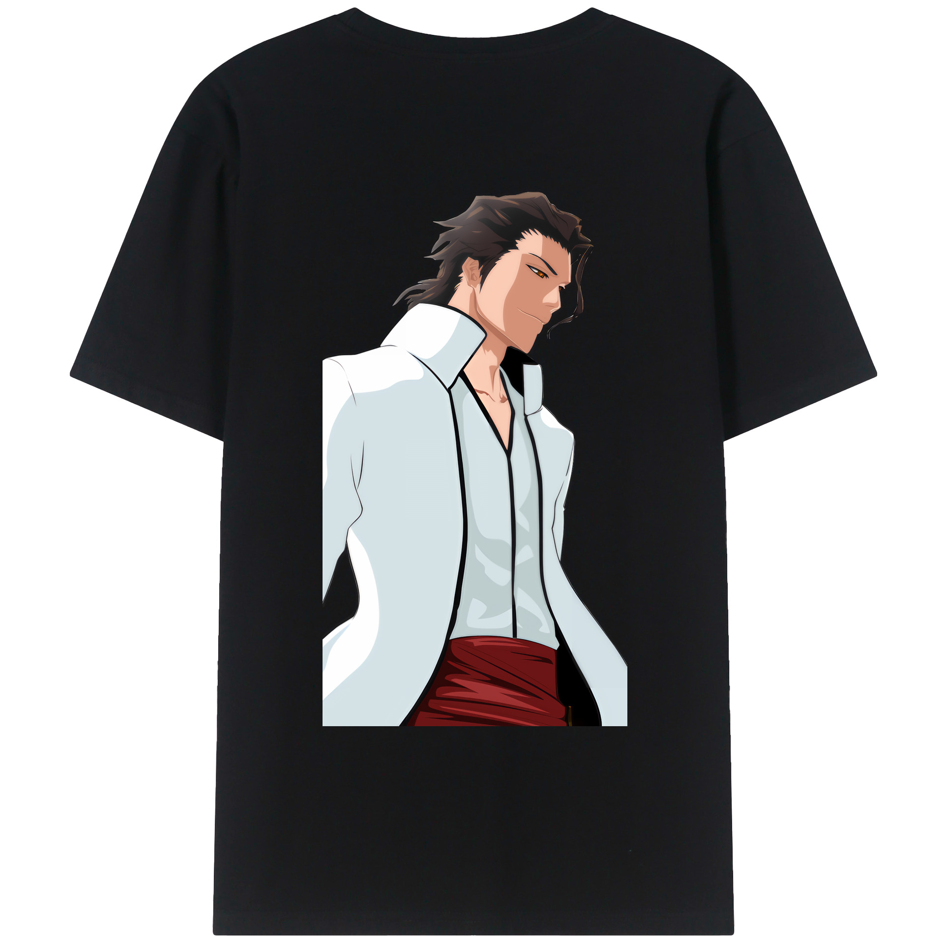 （画像用） ブリーチ 藍染 惣右介（あいぜん そうすけ） BLEACH Aizen Sousuke 綿100％ メンズ半袖Tシャツ（バックプリント） 通気性