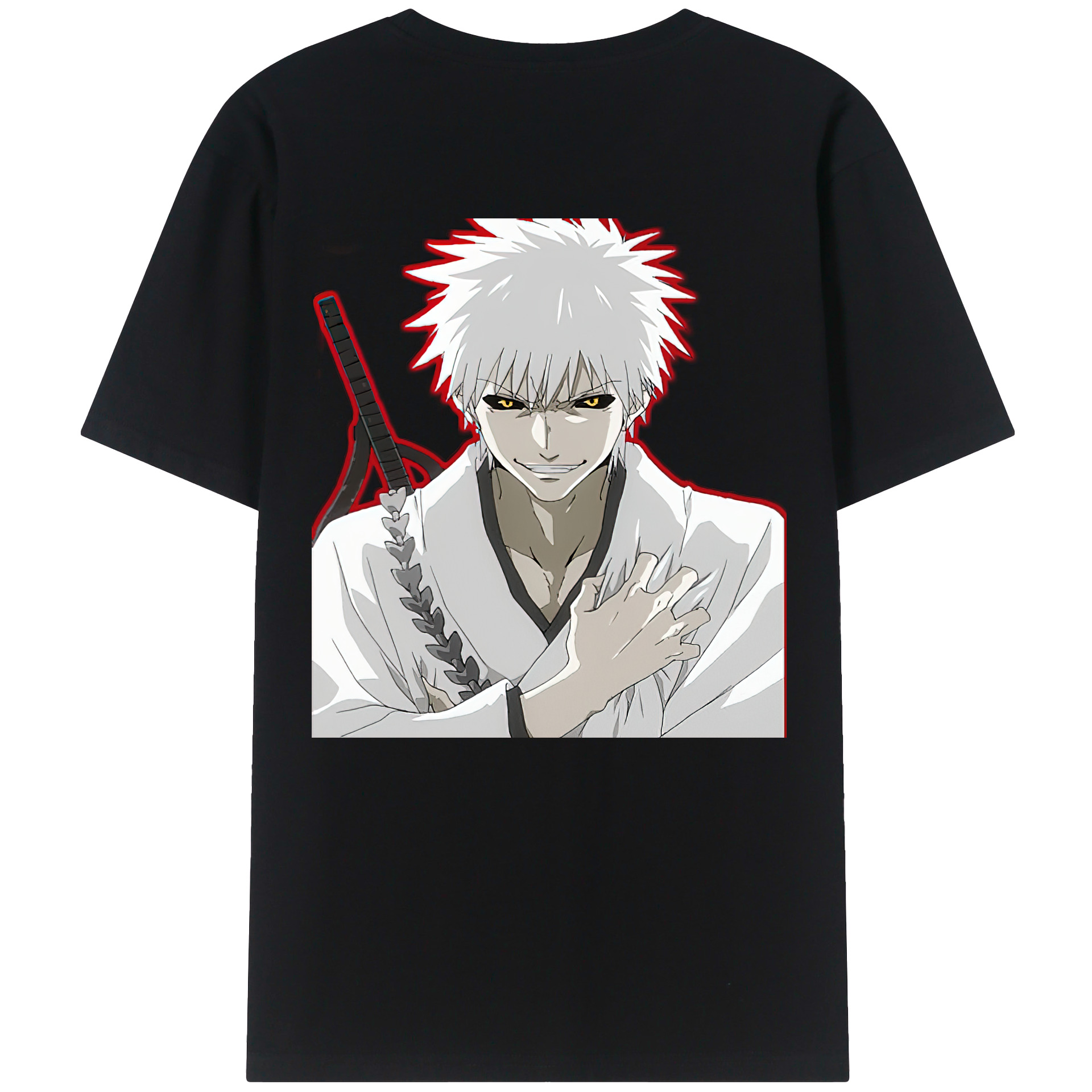 （画像用） ブリーチ 黒崎一護（くろさき いちご）BLEACH Kurosaki Ichigo 綿100％ メンズ半袖Tシャツ（バックプリント） 通気性