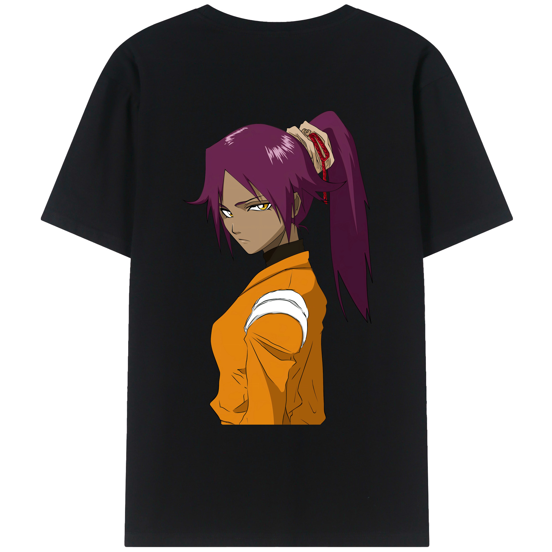 （画像用） ブリーチ 四楓院 夜一（しほういん よるいち） BLEACH Shihouin Yoruichi 綿100％ メンズ半袖Tシャツ（バックプリント） 通気性