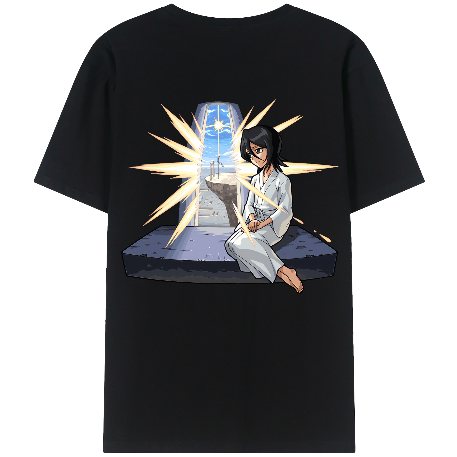 （画像用） ブリーチ 朽木ルキア BLEACH Kuchiki Rukia 綿100％ メンズ半袖Tシャツ（バックプリント） 通気性