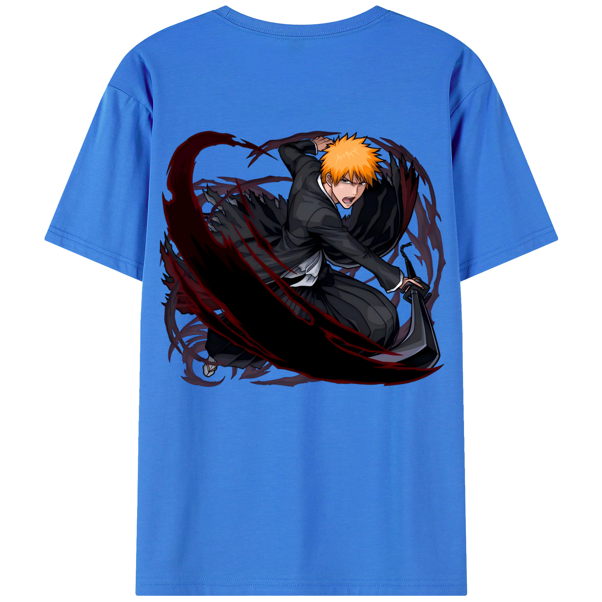 （画像用） ブリーチ 黒崎一護（くろさき いちご）BLEACH Kurosaki Ichigo 綿100％ メンズ半袖Tシャツ（バックプリント） 通気性