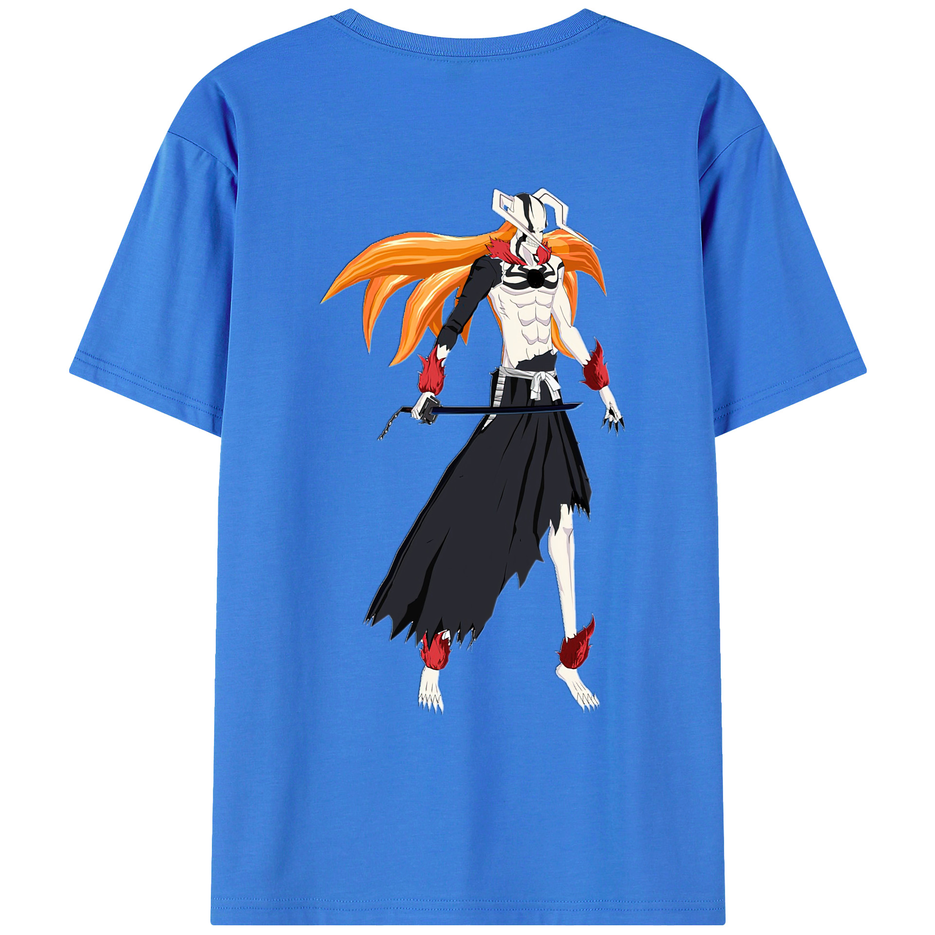 （画像用） ブリーチ 黒崎一護（くろさき いちご）BLEACH Kurosaki Ichigo 綿100％ メンズ半袖Tシャツ（バックプリント） 通気性