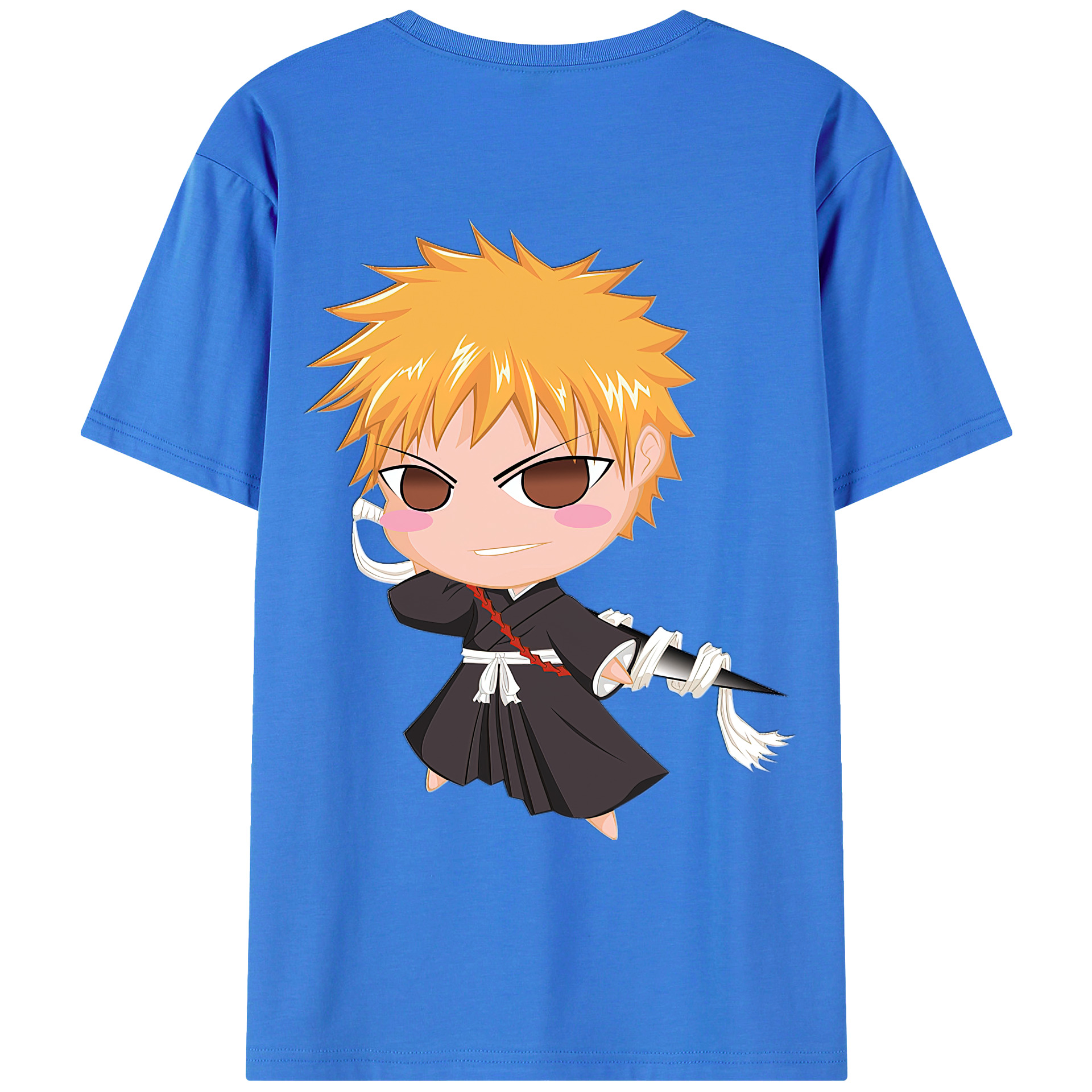 （画像用） ブリーチ 黒崎一護（くろさき いちご）BLEACH Kurosaki Ichigo 綿100％ メンズ半袖Tシャツ（バックプリント） 通気性