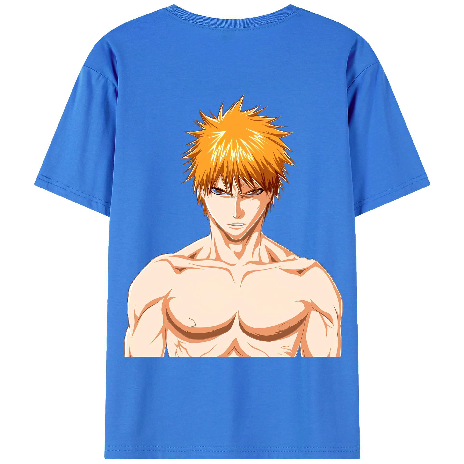 （画像用） ブリーチ 黒崎一護（くろさき いちご）BLEACH Kurosaki Ichigo 綿100％ メンズ半袖Tシャツ（バックプリント） 通気性