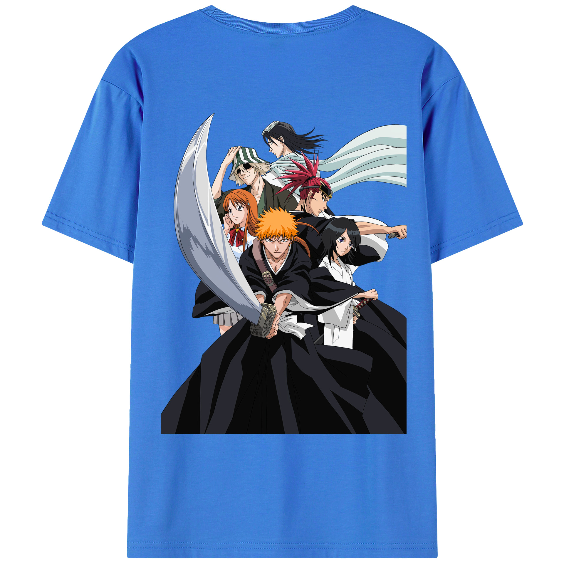 （画像用） ブリーチ 黒崎一護（くろさき いちご）BLEACH Kurosaki Ichigo 綿100％ メンズ半袖Tシャツ（バックプリント） 通気性
