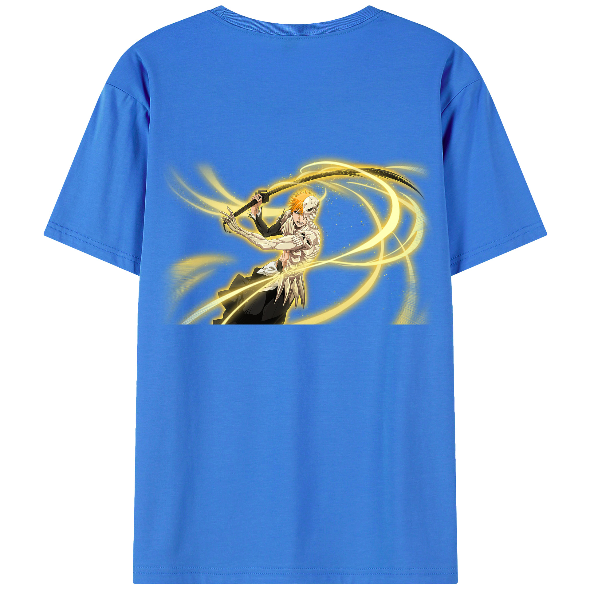 （画像用） ブリーチ 黒崎一護（くろさき いちご）BLEACH Kurosaki Ichigo 綿100％ メンズ半袖Tシャツ（バックプリント） 通気性