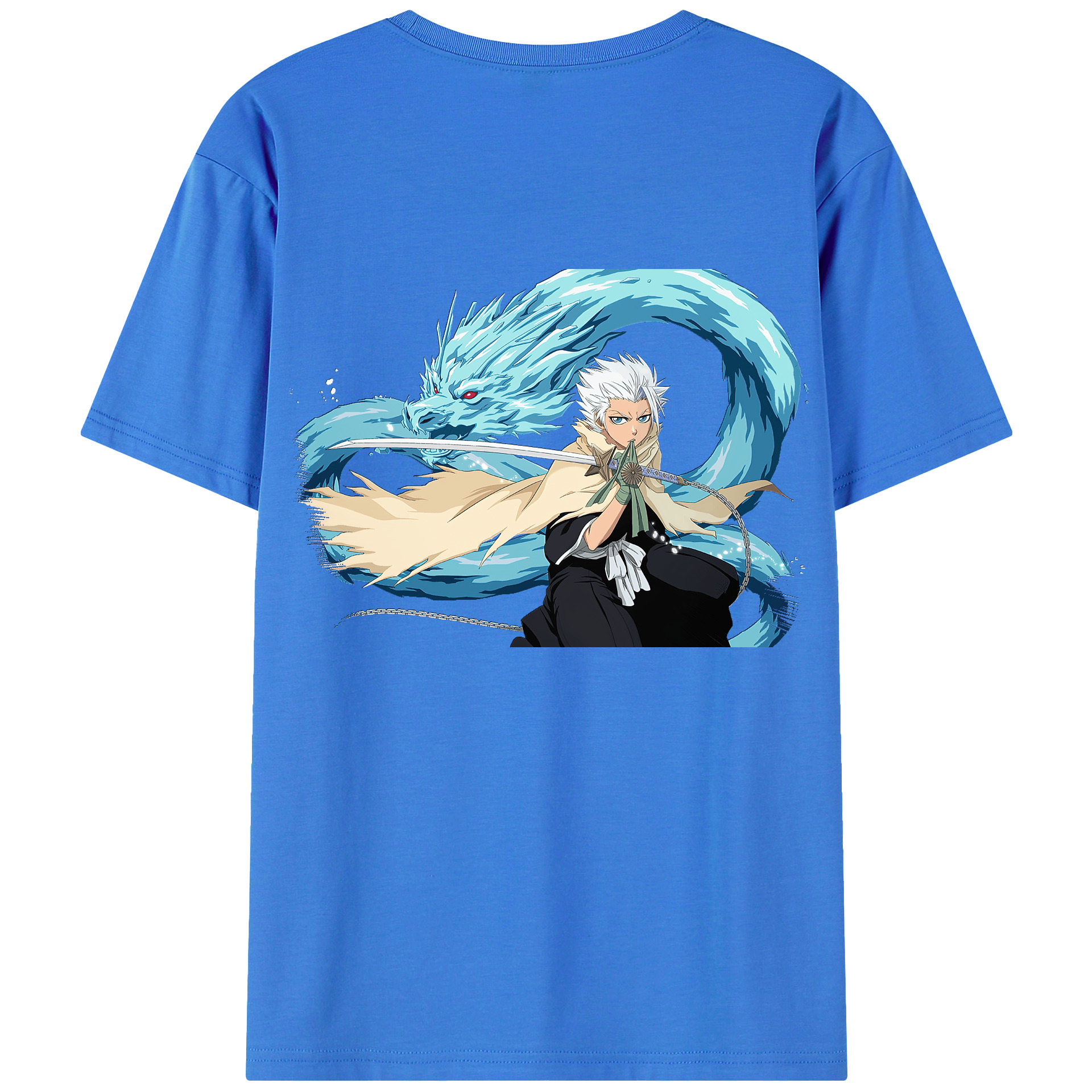 （画像用） ブリーチ 日番谷冬獅郎（ひつがや とうしろう） BLEACH Hitsugaya Toushirou 綿100％ メンズ半袖Tシャツ（バックプリント） 通気性