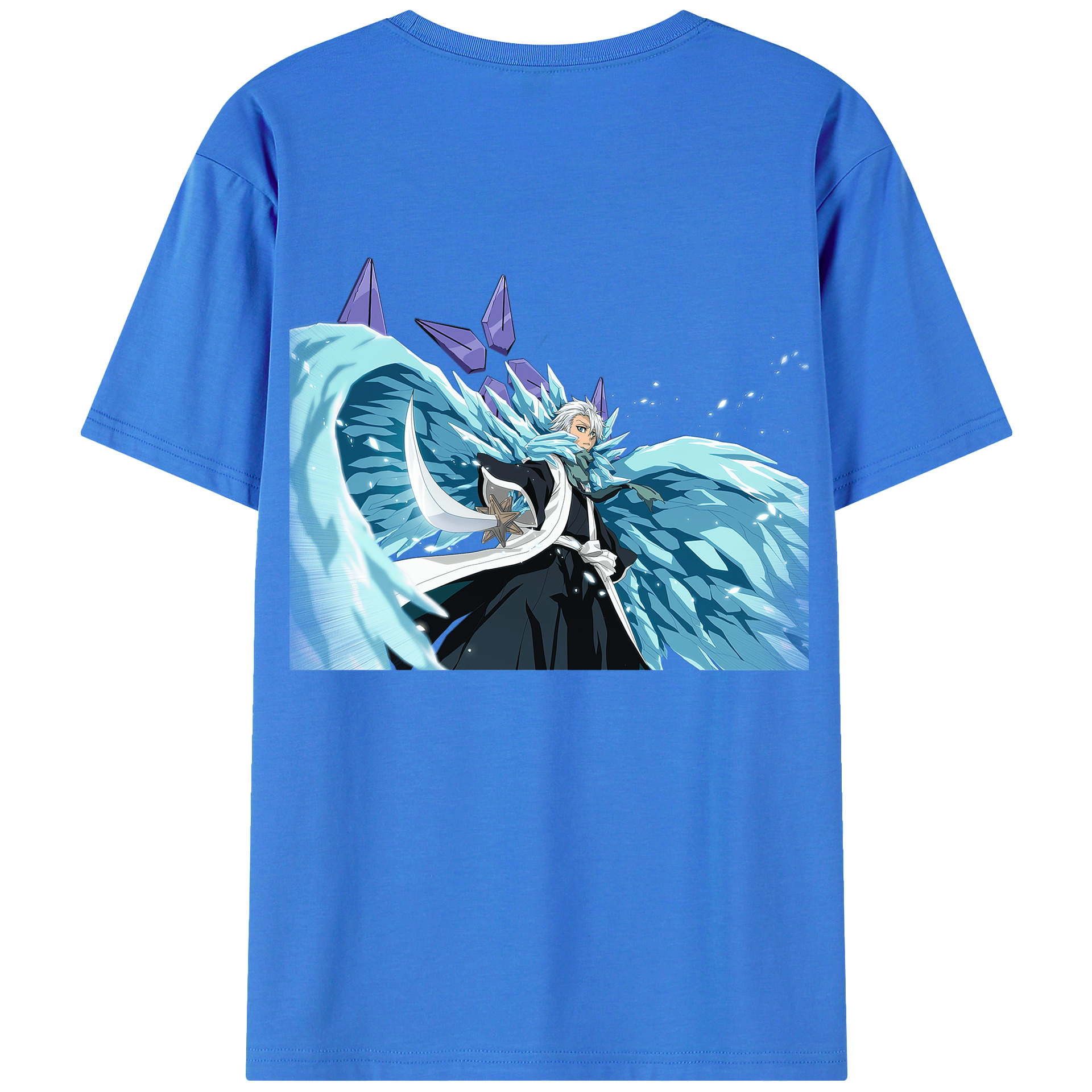 （画像用） ブリーチ 日番谷冬獅郎（ひつがや とうしろう） BLEACH Hitsugaya Toushirou 綿100％ メンズ半袖Tシャツ（バックプリント） 通気性