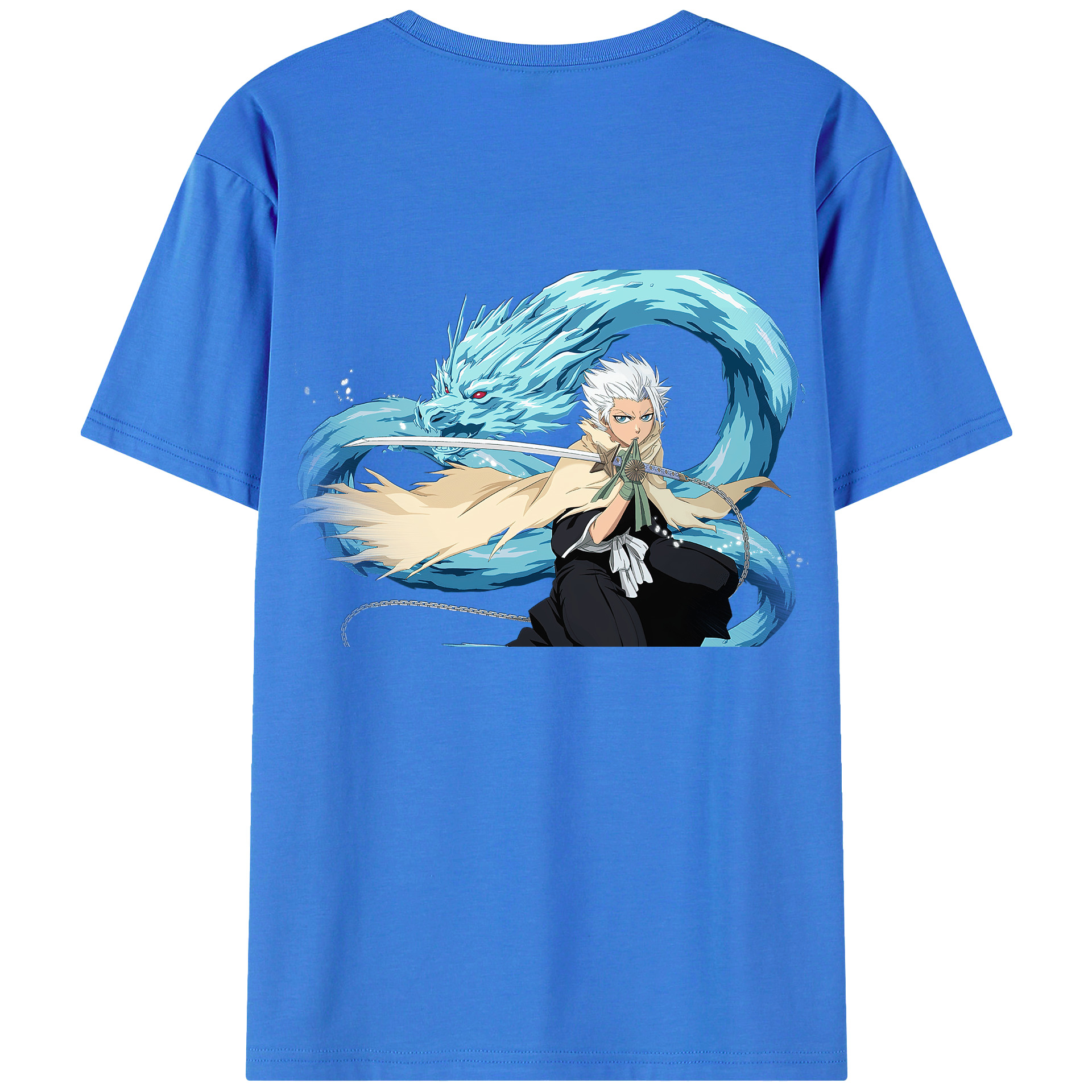（画像用） ブリーチ 日番谷冬獅郎（ひつがや とうしろう） BLEACH Hitsugaya Toushirou 綿100％ メンズ半袖Tシャツ（バックプリント） 通気性