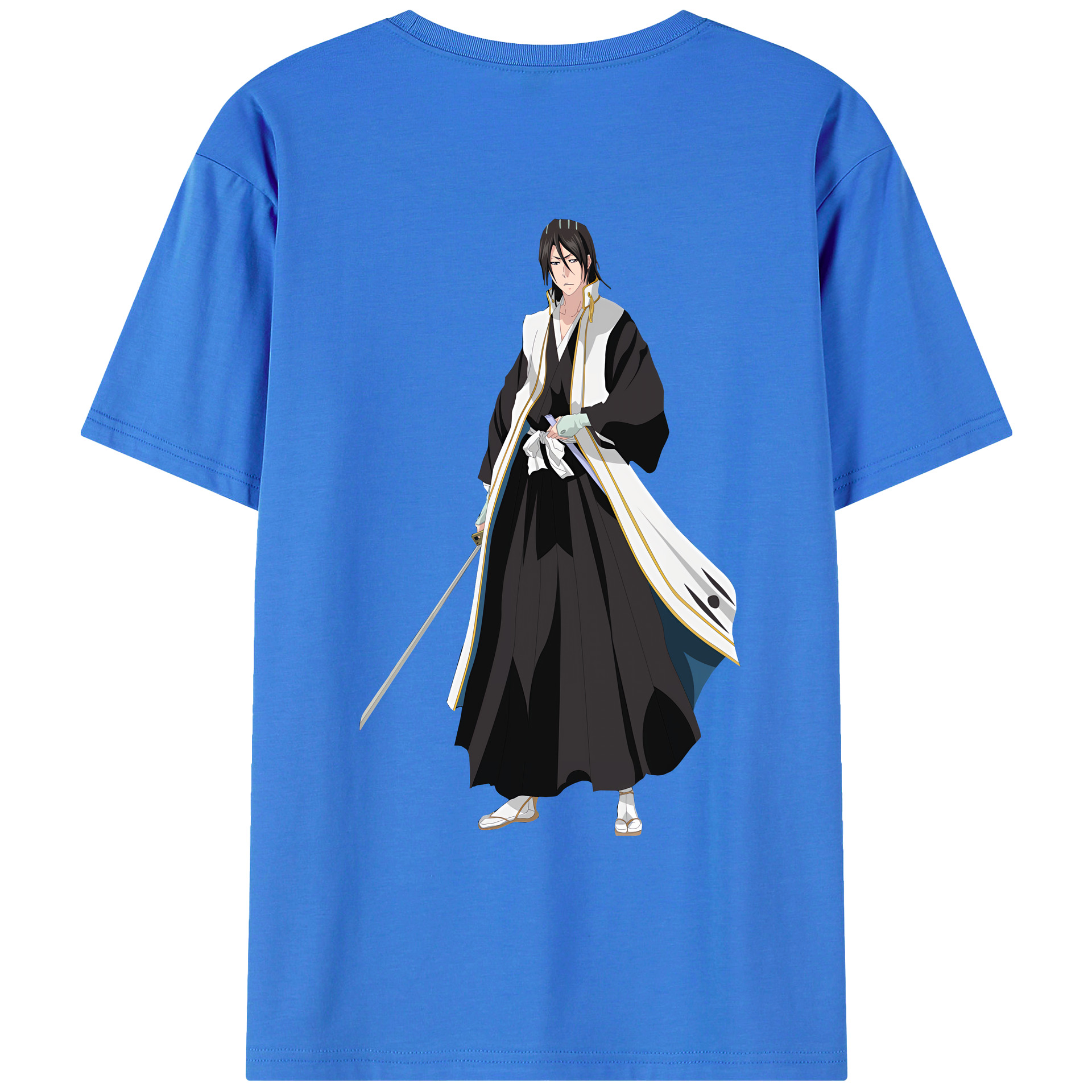 （画像用） ブリーチ くちき びゃくや BLEACH Kuchiki Byakuya 綿100％ メンズ半袖Tシャツ（バックプリント） 通気性