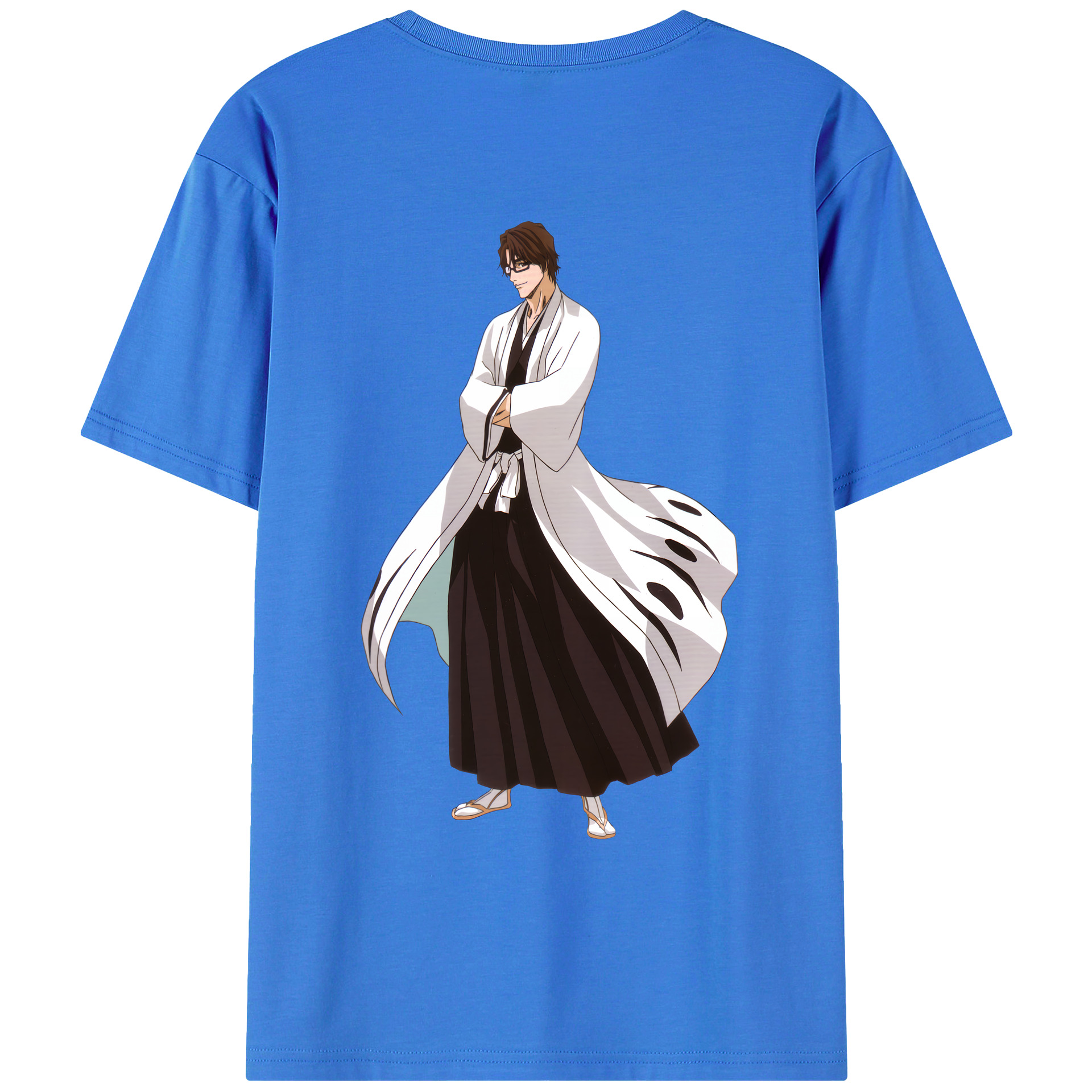 （画像用） ブリーチ 藍染 惣右介（あいぜん そうすけ） BLEACH Aizen Sousuke 綿100％ メンズ半袖Tシャツ（バックプリント） 通気性