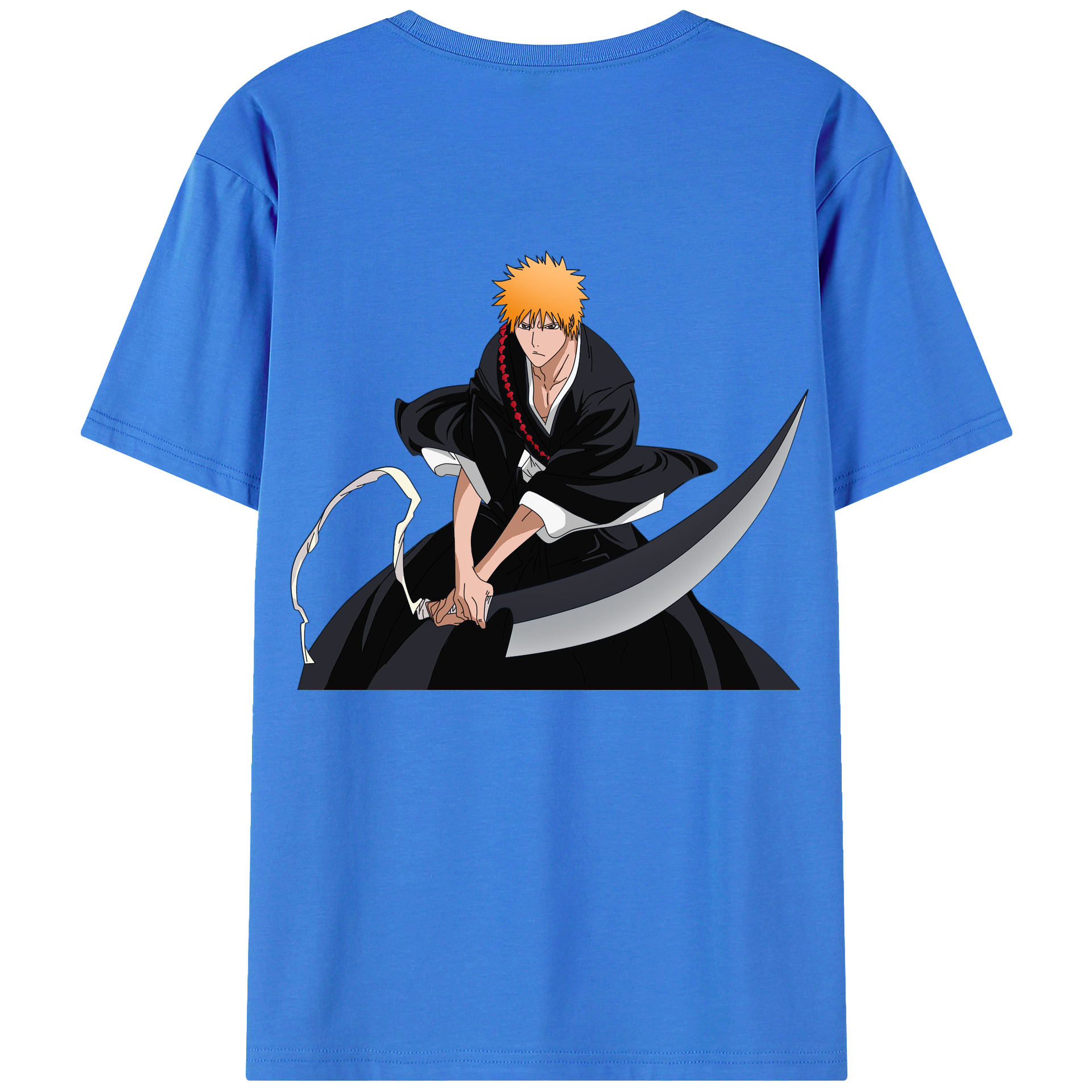 （画像用） ブリーチ 黒崎一護（くろさき いちご）BLEACH Kurosaki Ichigo 綿100％ メンズ半袖Tシャツ（バックプリント） 通気性