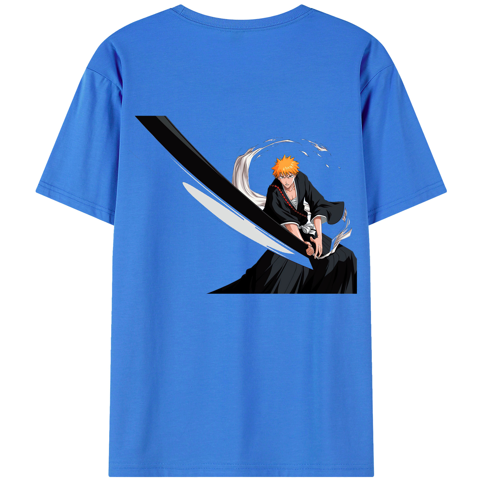 （画像用） ブリーチ 黒崎一護（くろさき いちご）BLEACH Kurosaki Ichigo 綿100％ メンズ半袖Tシャツ（バックプリント） 通気性