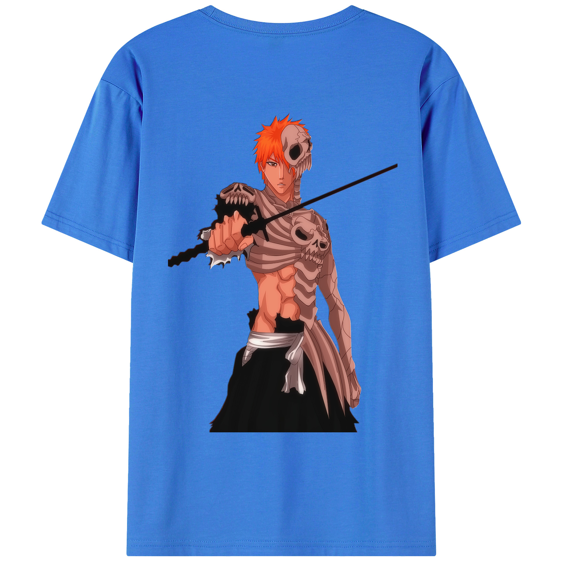 （画像用） ブリーチ 黒崎一護（くろさき いちご）BLEACH Kurosaki Ichigo 綿100％ メンズ半袖Tシャツ（バックプリント） 通気性