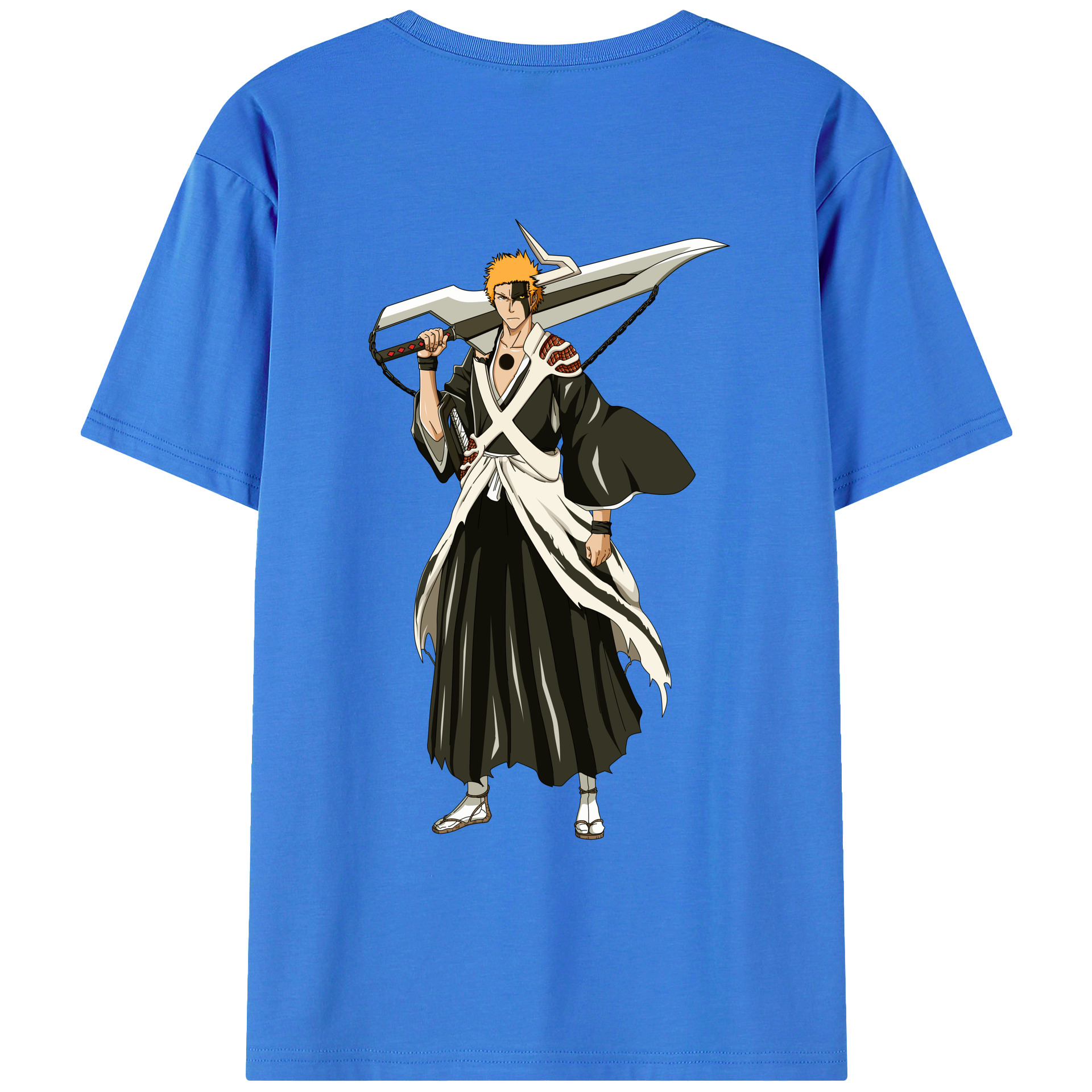 （画像用） ブリーチ 黒崎一護（くろさき いちご）BLEACH Kurosaki Ichigo 綿100％ メンズ半袖Tシャツ（バックプリント） 通気性