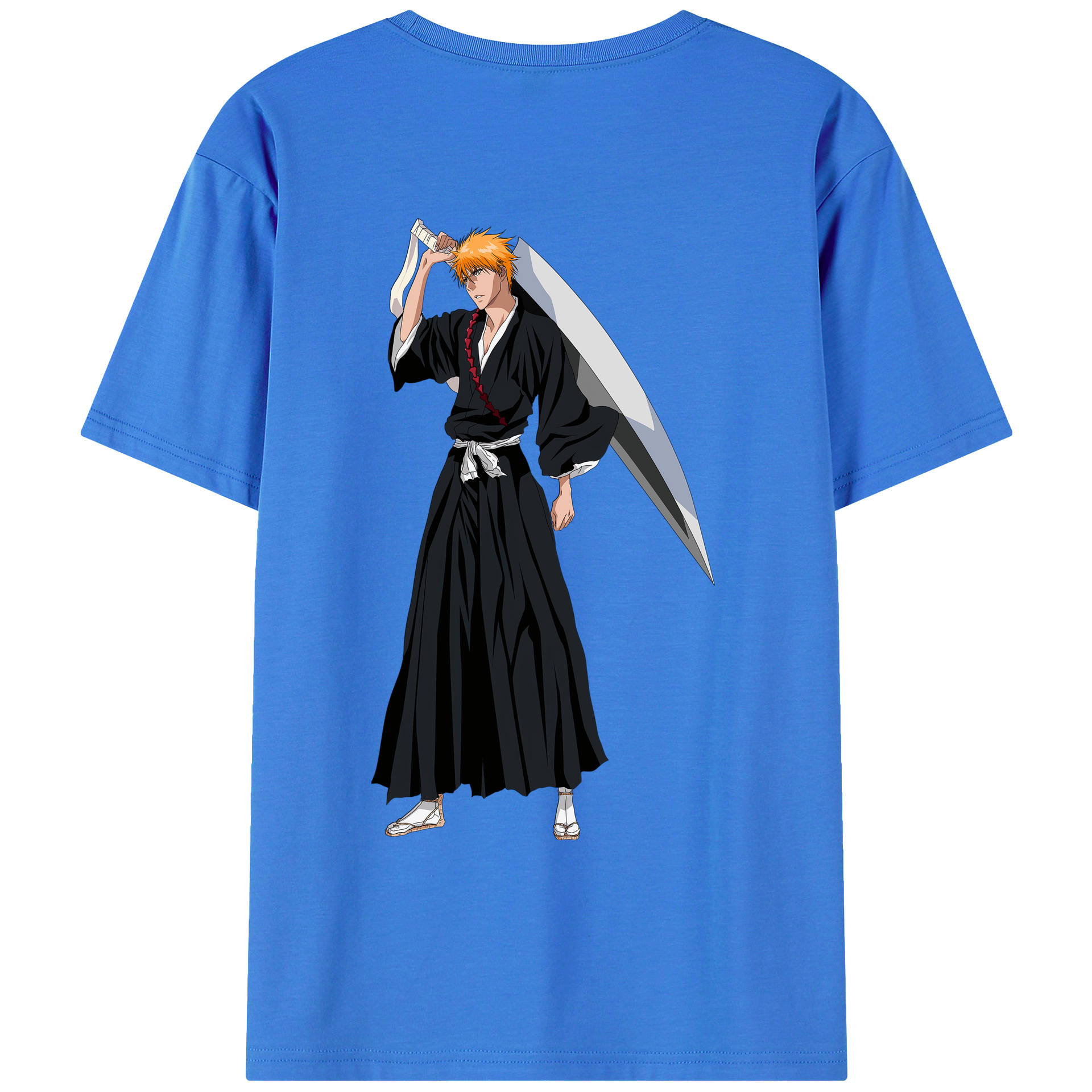 （画像用） ブリーチ 黒崎一護（くろさき いちご）BLEACH Kurosaki Ichigo 綿100％ メンズ半袖Tシャツ（バックプリント） 通気性