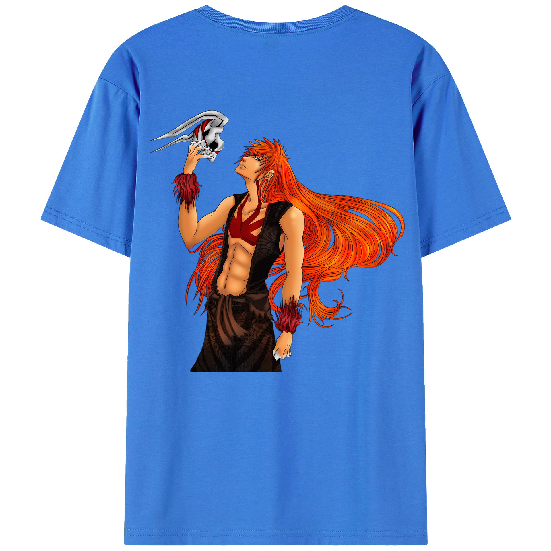 （画像用） ブリーチ 黒崎一護（くろさき いちご）BLEACH Kurosaki Ichigo 綿100％ メンズ半袖Tシャツ（バックプリント） 通気性