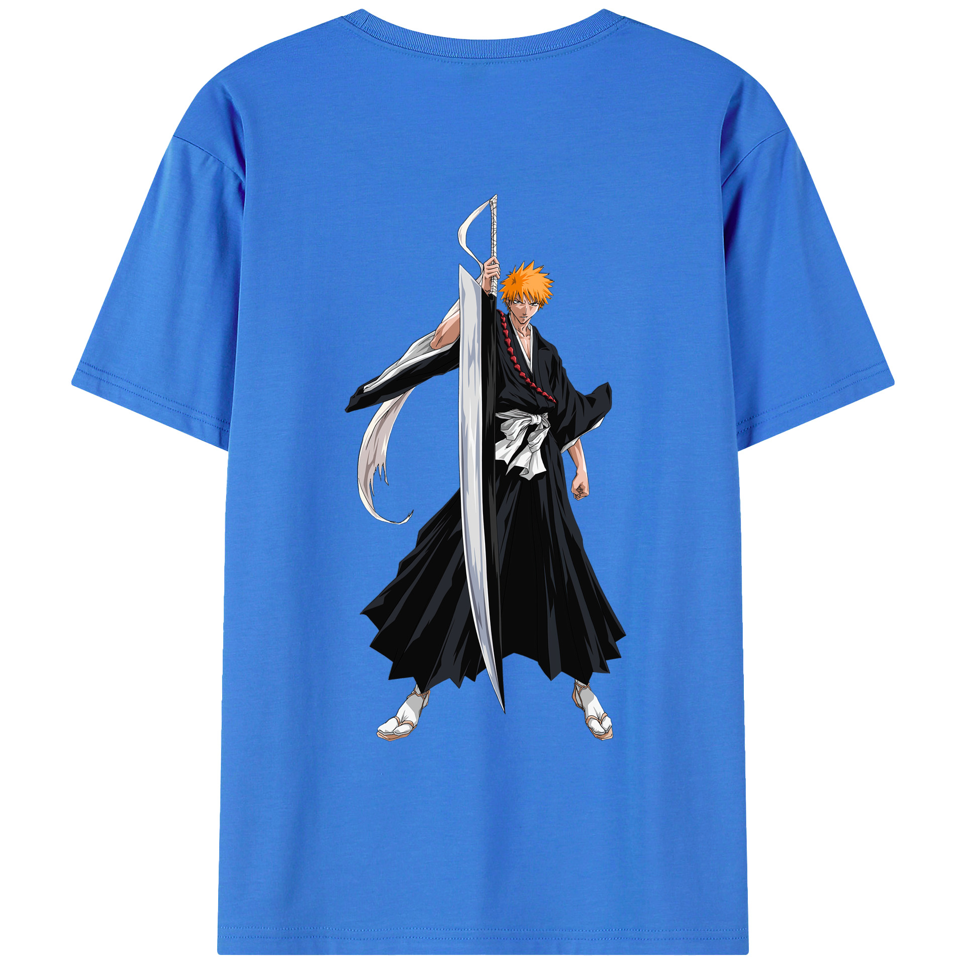 （画像用） ブリーチ 黒崎一護（くろさき いちご）BLEACH Kurosaki Ichigo 綿100％ メンズ半袖Tシャツ（バックプリント） 通気性