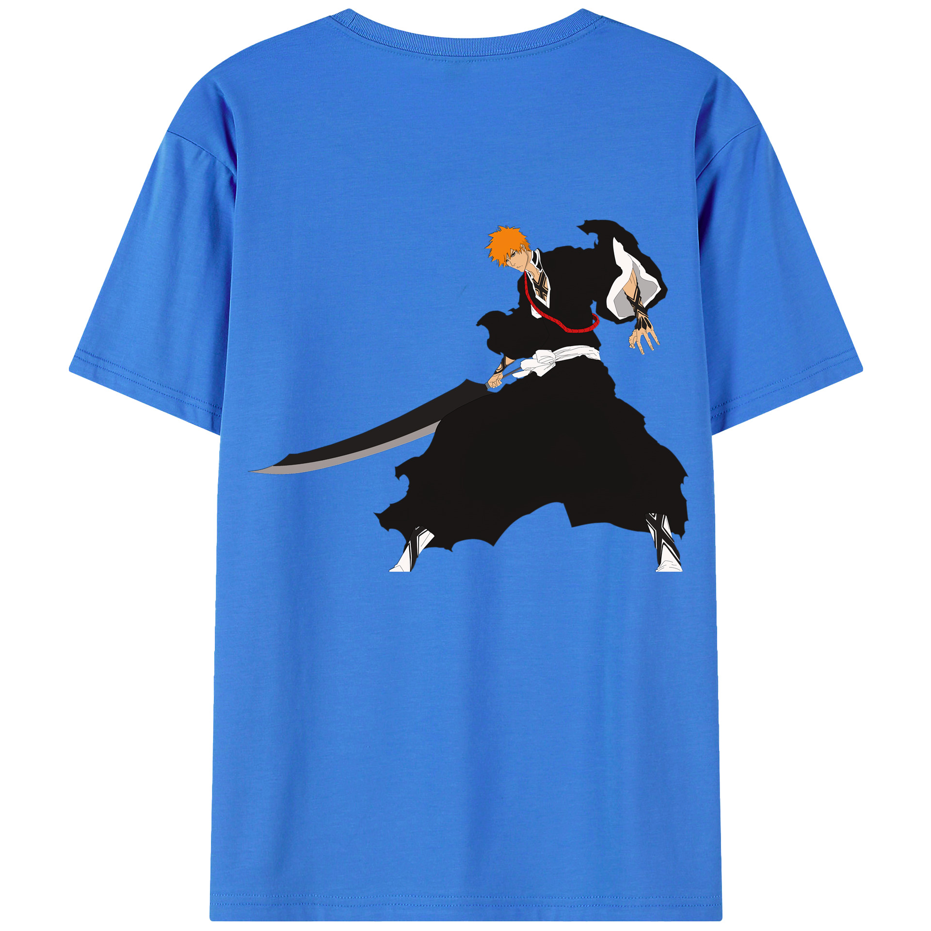 （画像用） ブリーチ 黒崎一護（くろさき いちご）BLEACH Kurosaki Ichigo 綿100％ メンズ半袖Tシャツ（バックプリント） 通気性