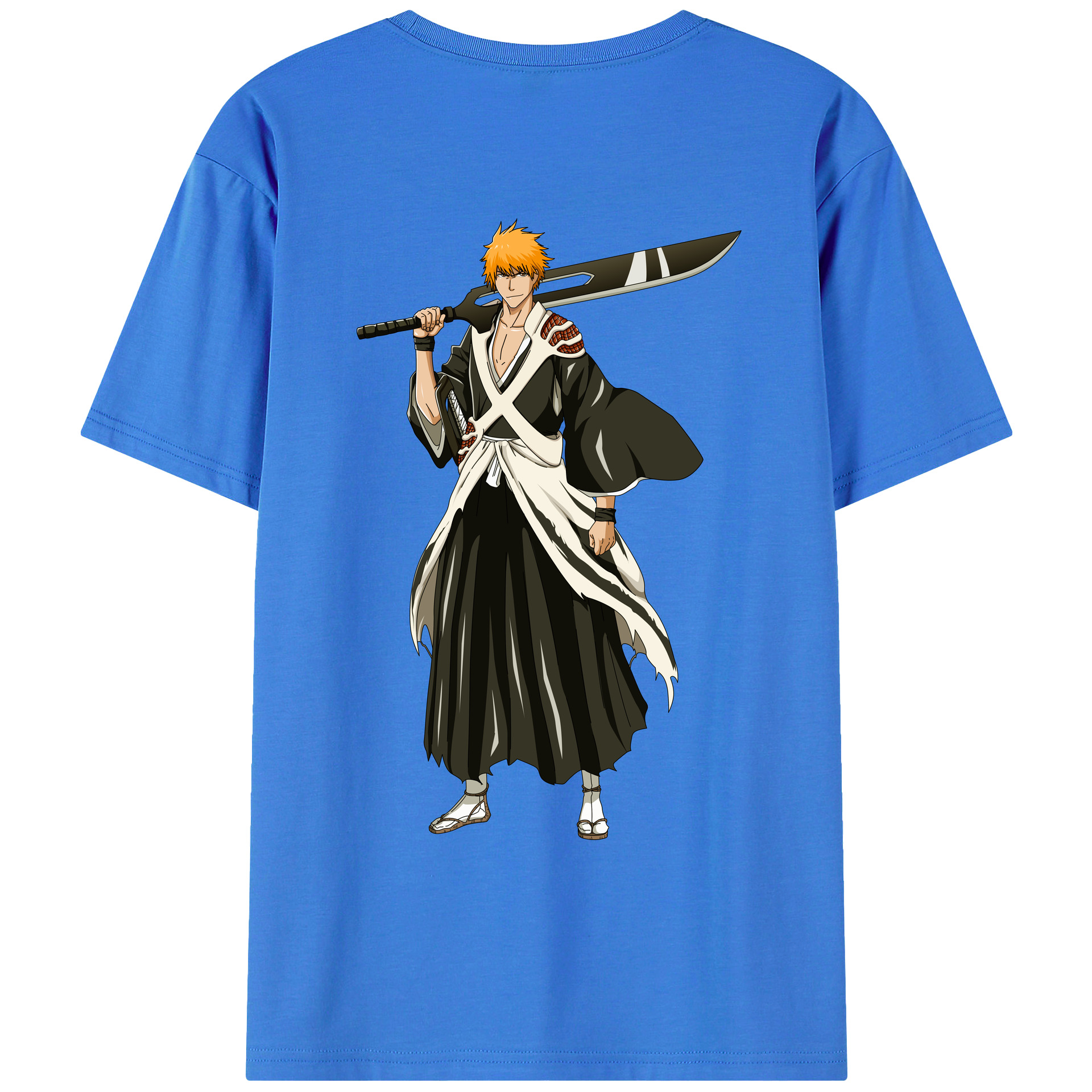 （画像用） ブリーチ 黒崎一護（くろさき いちご）BLEACH Kurosaki Ichigo 綿100％ メンズ半袖Tシャツ（バックプリント） 通気性