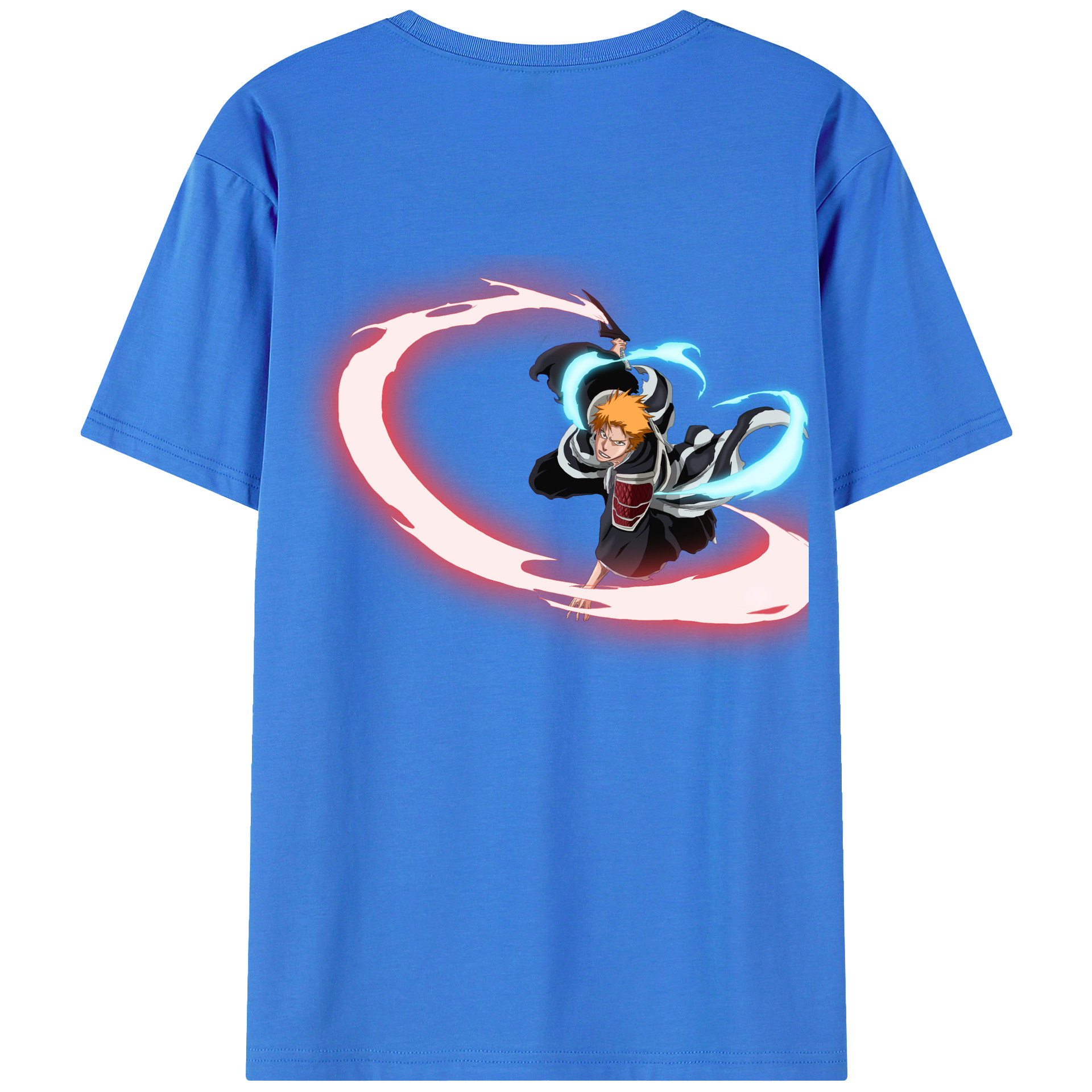 （画像用） ブリーチ 黒崎一護（くろさき いちご）BLEACH Kurosaki Ichigo 綿100％ メンズ半袖Tシャツ（バックプリント） 通気性