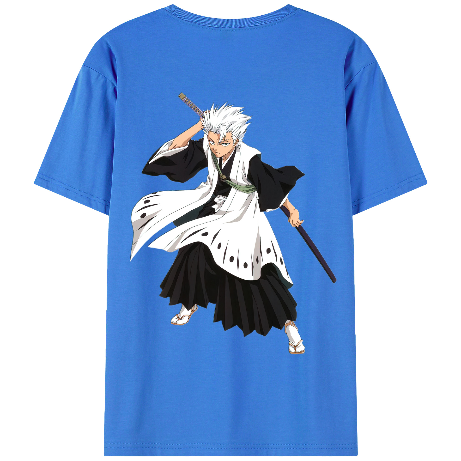 （画像用） ブリーチ 日番谷冬獅郎（ひつがや とうしろう） BLEACH Hitsugaya Toushirou 綿100％ メンズ半袖Tシャツ（バックプリント） 通気性