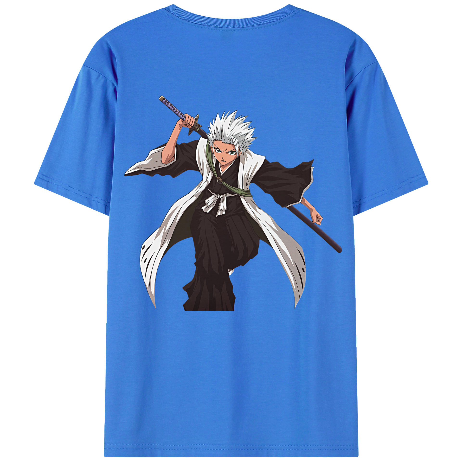 （画像用） ブリーチ 日番谷冬獅郎（ひつがや とうしろう） BLEACH Hitsugaya Toushirou 綿100％ メンズ半袖Tシャツ（バックプリント） 通気性