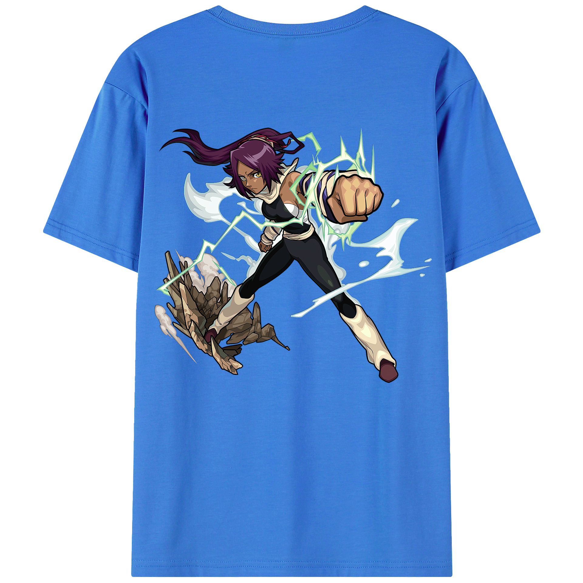（画像用） ブリーチ 四楓院 夜一（しほういん よるいち） BLEACH Shihouin Yoruichi 綿100％ メンズ半袖Tシャツ（バックプリント） 通気性