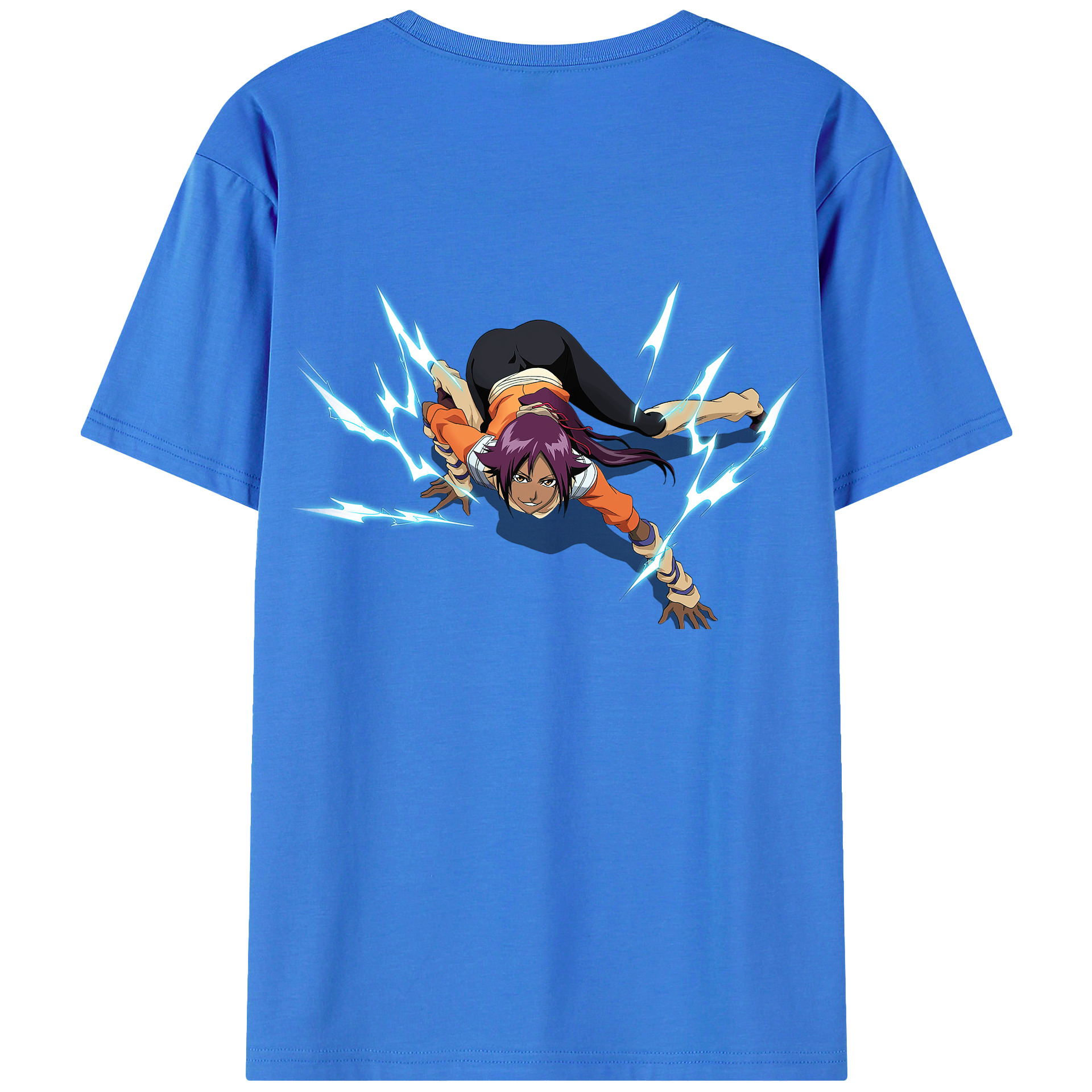 （画像用） ブリーチ 四楓院 夜一（しほういん よるいち） BLEACH Shihouin Yoruichi 綿100％ メンズ半袖Tシャツ（バックプリント） 通気性