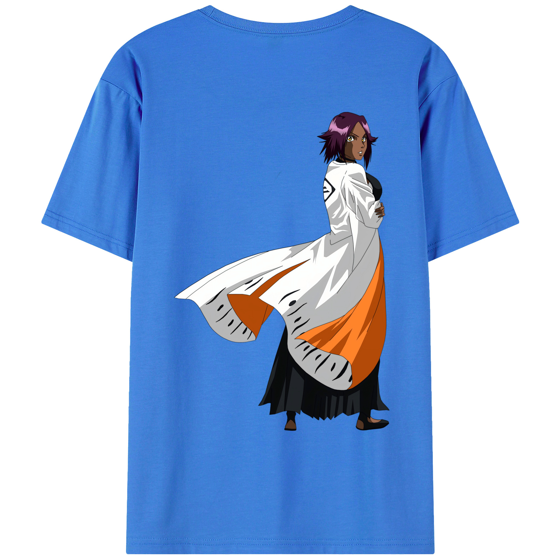 （画像用） ブリーチ 四楓院 夜一（しほういん よるいち） BLEACH Shihouin Yoruichi 綿100％ メンズ半袖Tシャツ（バックプリント） 通気性