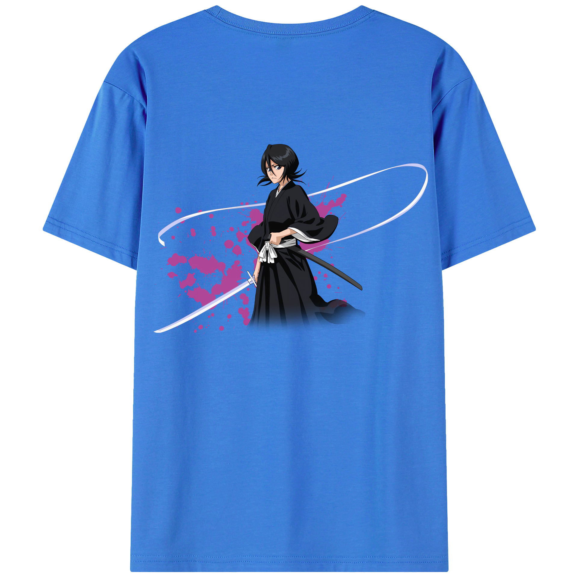 （画像用） ブリーチ 朽木ルキア BLEACH Kuchiki Rukia 綿100％ メンズ半袖Tシャツ（バックプリント） 通気性