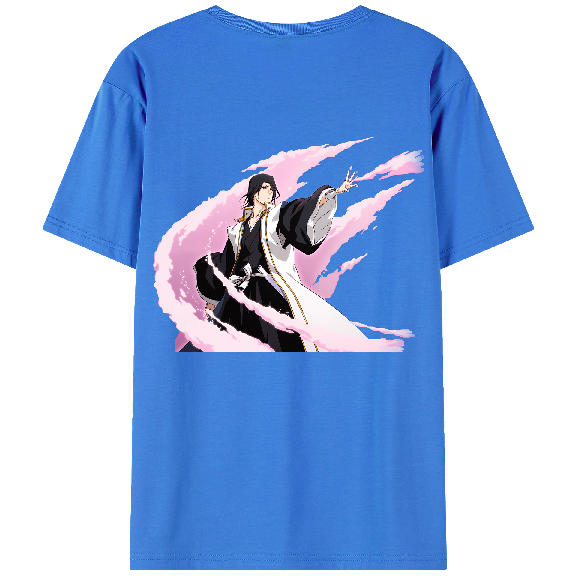 （画像用） ブリーチ くちき びゃくや BLEACH Kuchiki Byakuya 綿100％ メンズ半袖Tシャツ（バックプリント） 通気性