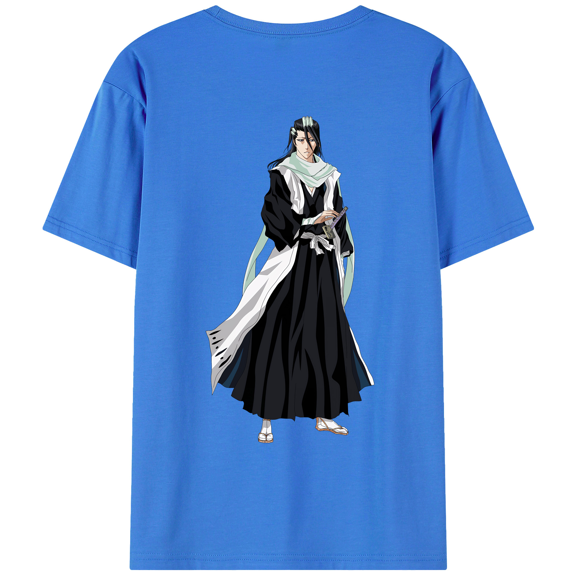 （画像用） ブリーチ くちき びゃくや BLEACH Kuchiki Byakuya 綿100％ メンズ半袖Tシャツ（バックプリント） 通気性