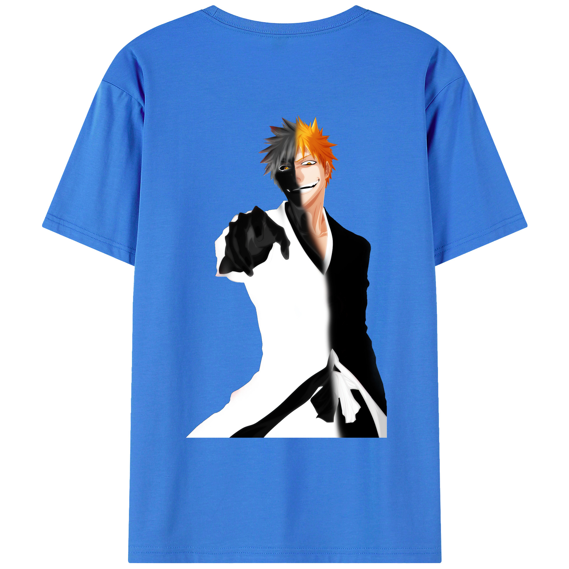 （画像用） ブリーチ 黒崎一護（くろさき いちご）BLEACH Kurosaki Ichigo 綿100％ メンズ半袖Tシャツ（バックプリント） 通気性