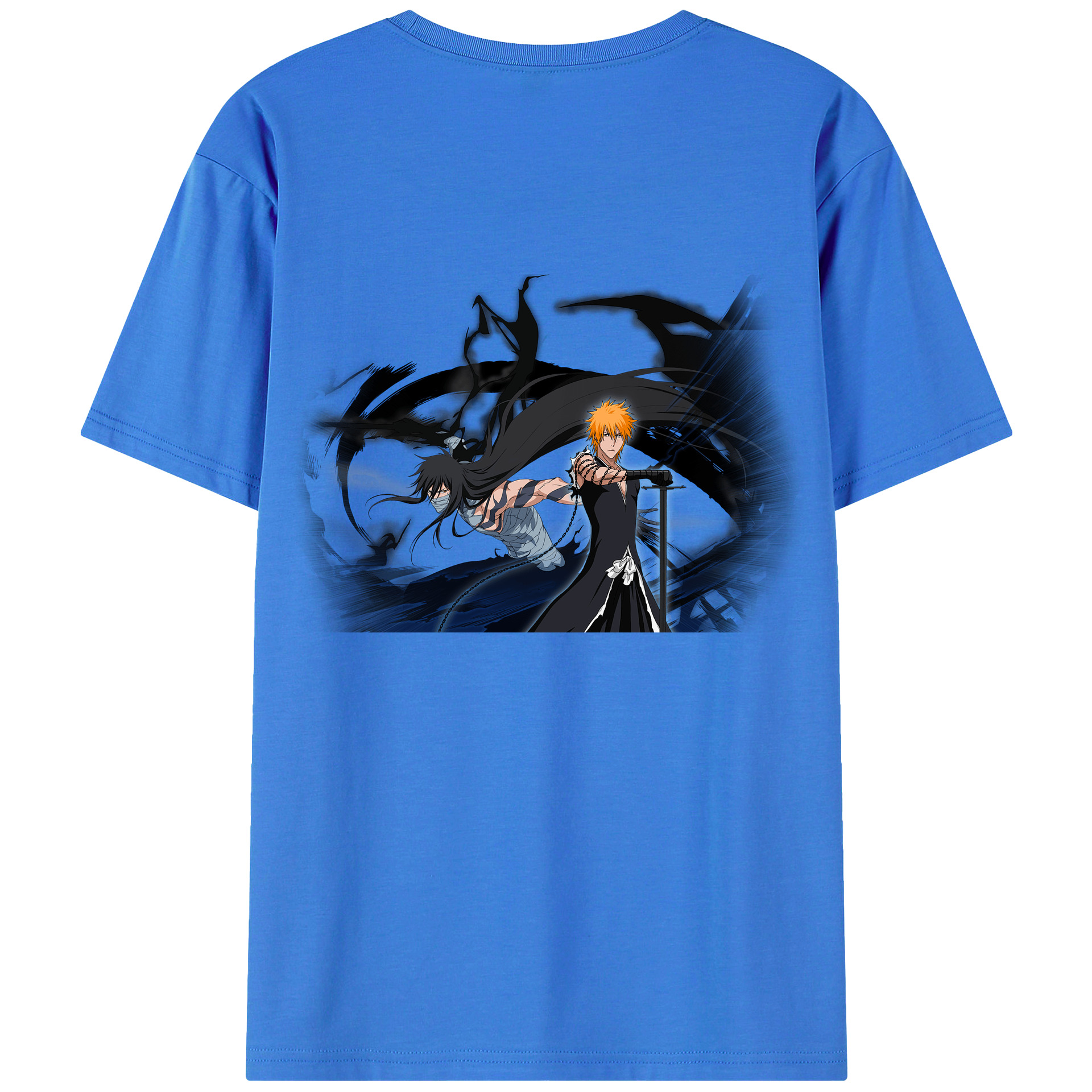 （画像用） ブリーチ 黒崎一護（くろさき いちご）BLEACH Kurosaki Ichigo 綿100％ メンズ半袖Tシャツ（バックプリント） 通気性