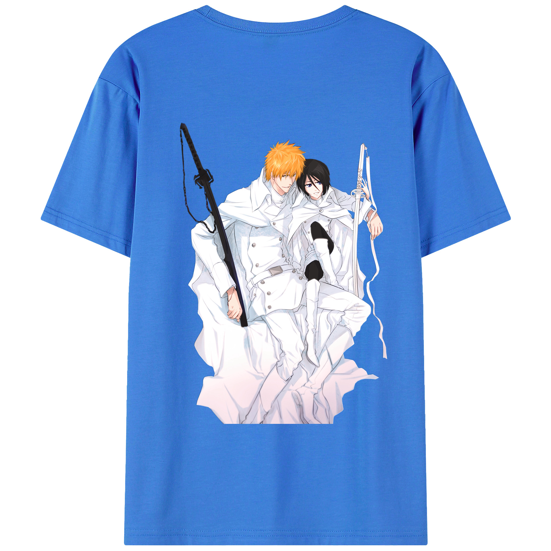 （画像用） ブリーチ 黒崎一護（くろさき いちご）BLEACH Kurosaki Ichigo 綿100％ メンズ半袖Tシャツ（バックプリント） 通気性
