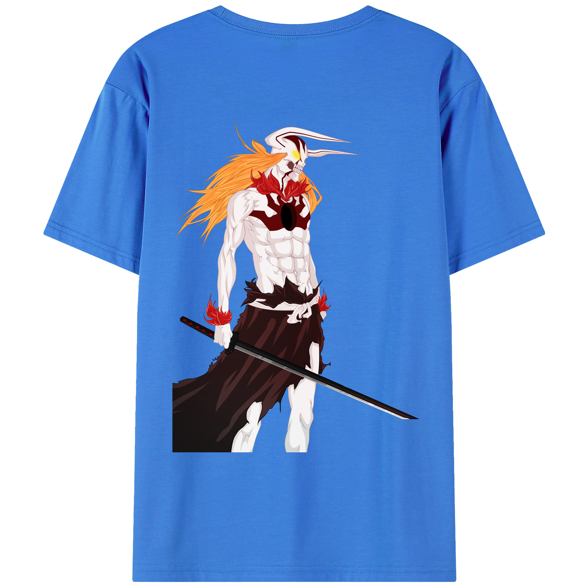 （画像用） ブリーチ 黒崎一護（くろさき いちご）BLEACH Kurosaki Ichigo 綿100％ メンズ半袖Tシャツ（バックプリント） 通気性