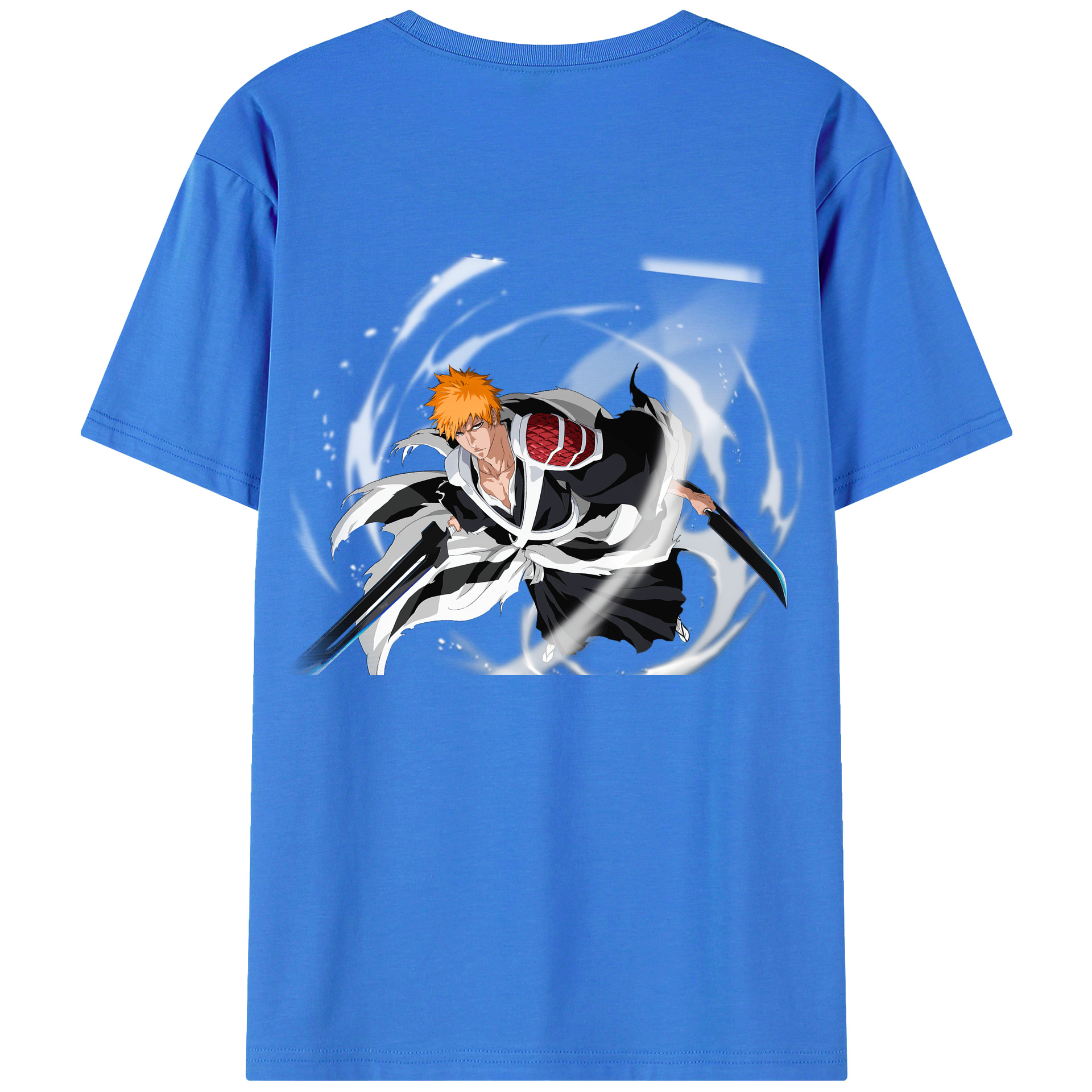 （画像用） ブリーチ 黒崎一護（くろさき いちご）BLEACH Kurosaki Ichigo 綿100％ メンズ半袖Tシャツ（バックプリント） 通気性