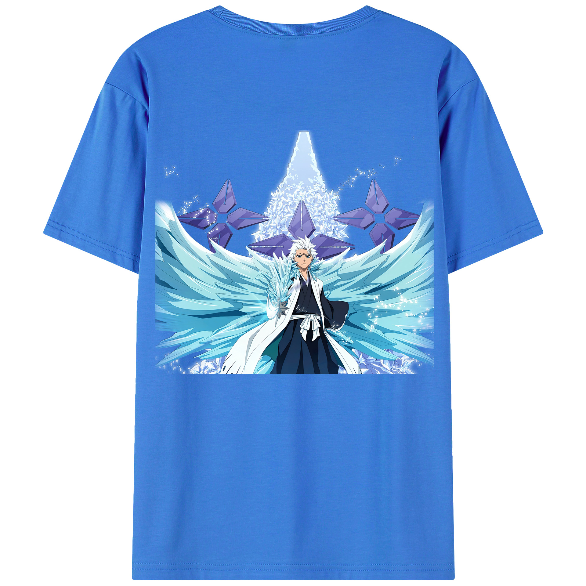 （画像用） ブリーチ 日番谷冬獅郎（ひつがや とうしろう） BLEACH Hitsugaya Toushirou 綿100％ メンズ半袖Tシャツ（バックプリント） 通気性