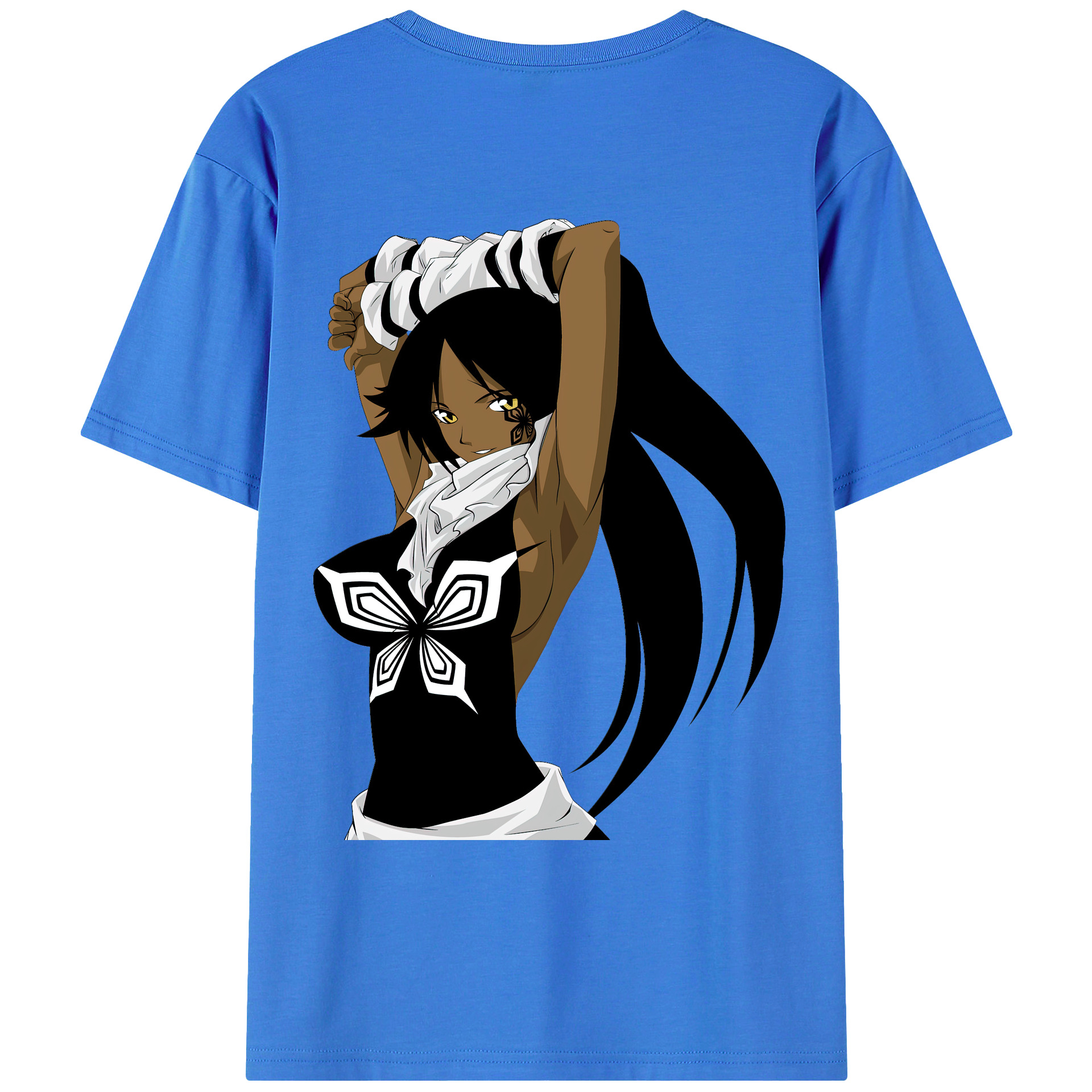（画像用） ブリーチ 四楓院 夜一（しほういん よるいち） BLEACH Shihouin Yoruichi 綿100％ メンズ半袖Tシャツ（バックプリント） 通気性