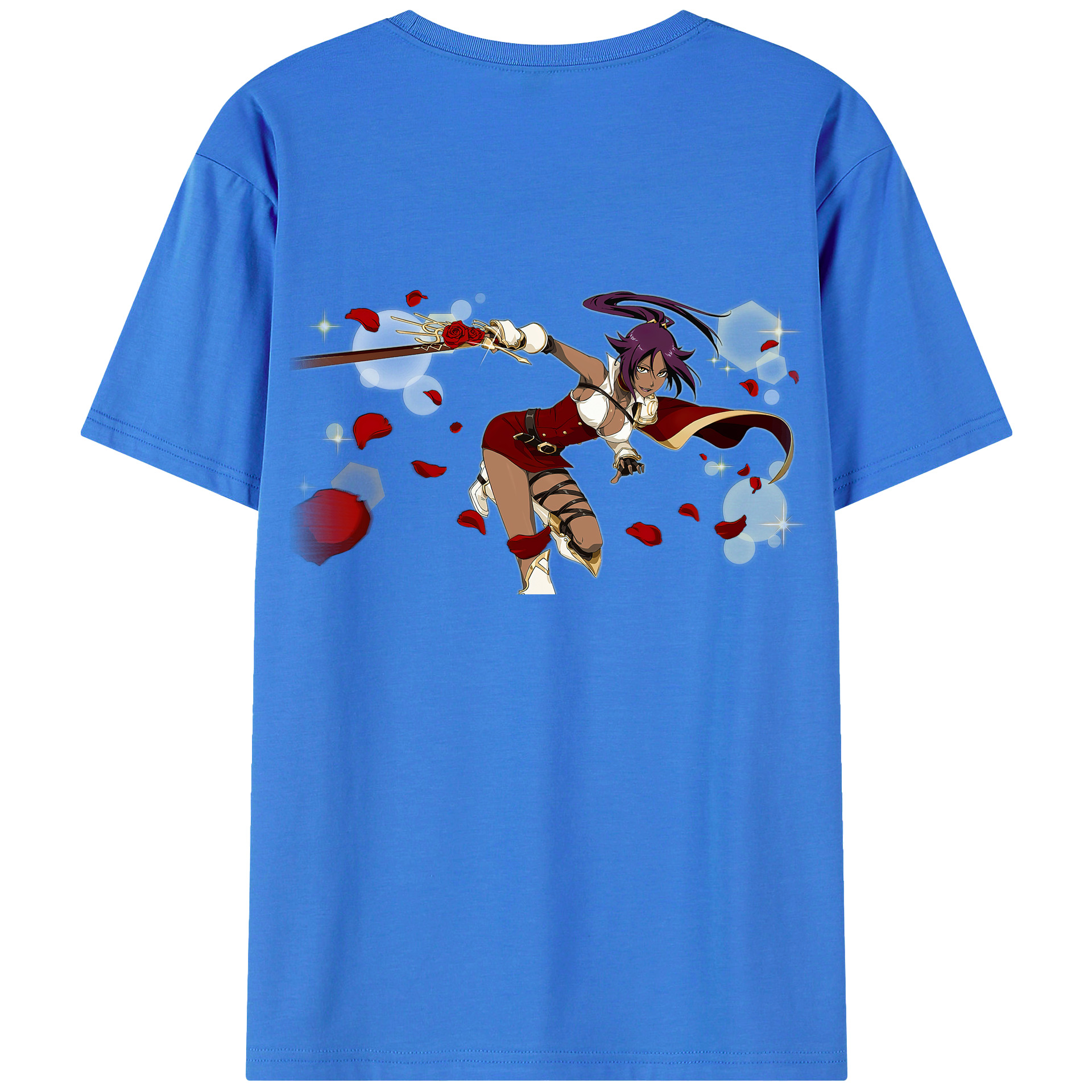（画像用） ブリーチ 四楓院 夜一（しほういん よるいち） BLEACH Shihouin Yoruichi 綿100％ メンズ半袖Tシャツ（バックプリント） 通気性