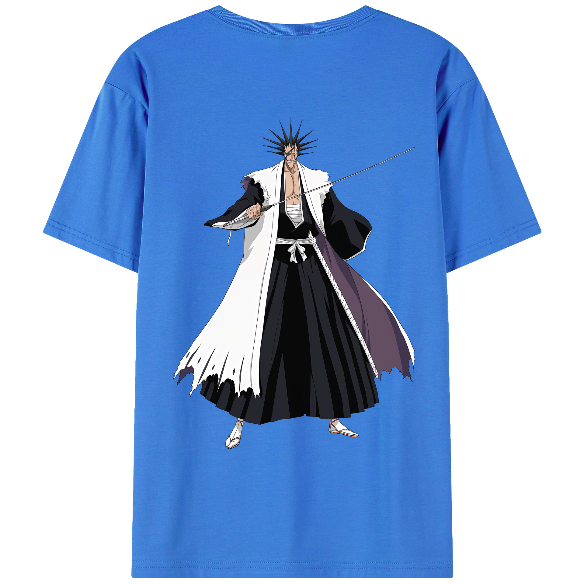 （画像用） ブリーチ ざらき けんぱち BLEACH Zaraki Kenpachi 綿100％ メンズ半袖Tシャツ（バックプリント） 通気性