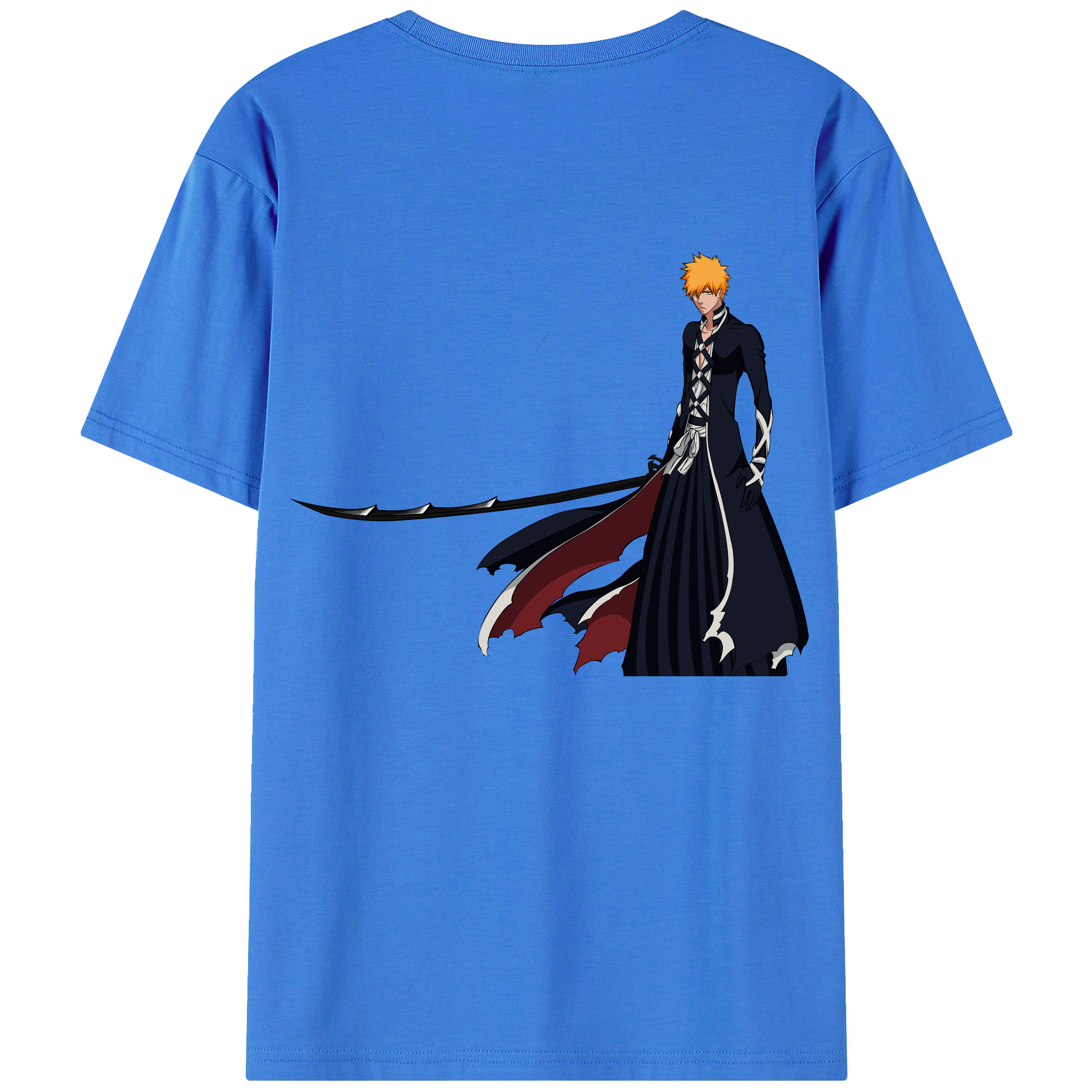 （画像用） ブリーチ 黒崎一護（くろさき いちご）BLEACH Kurosaki Ichigo 綿100％ メンズ半袖Tシャツ（バックプリント） 通気性