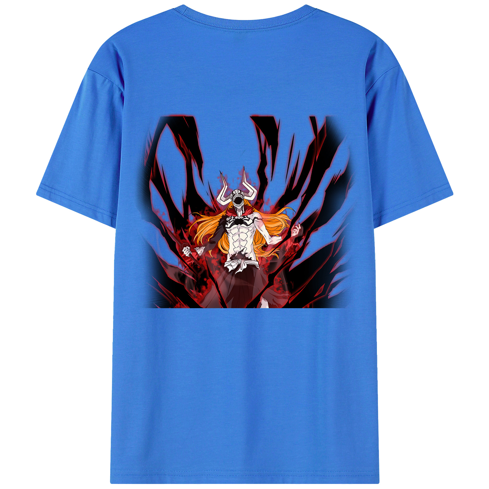 （画像用） ブリーチ 黒崎一護（くろさき いちご）BLEACH Kurosaki Ichigo 綿100％ メンズ半袖Tシャツ（バックプリント） 通気性