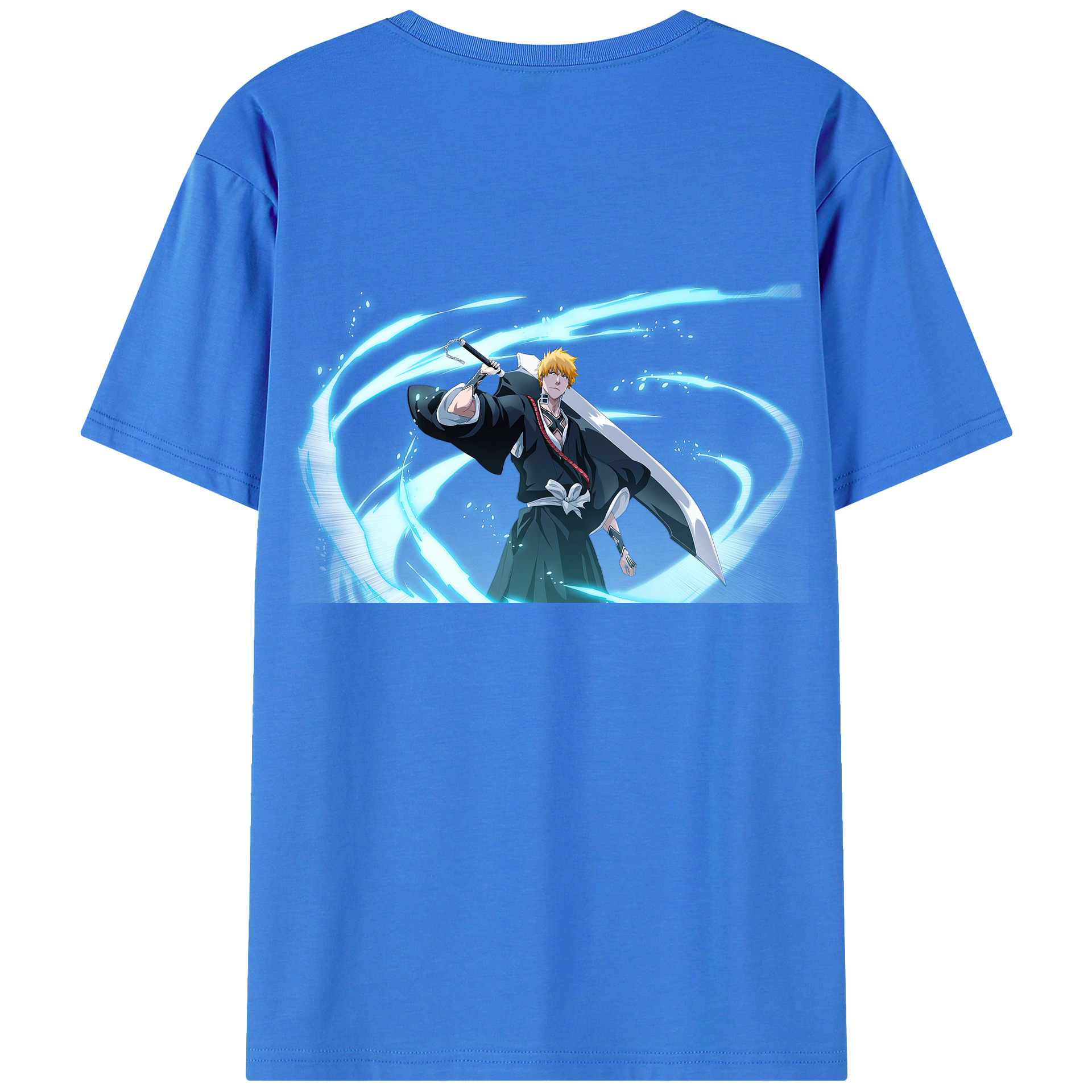 （画像用） ブリーチ 黒崎一護（くろさき いちご）BLEACH Kurosaki Ichigo 綿100％ メンズ半袖Tシャツ（バックプリント） 通気性