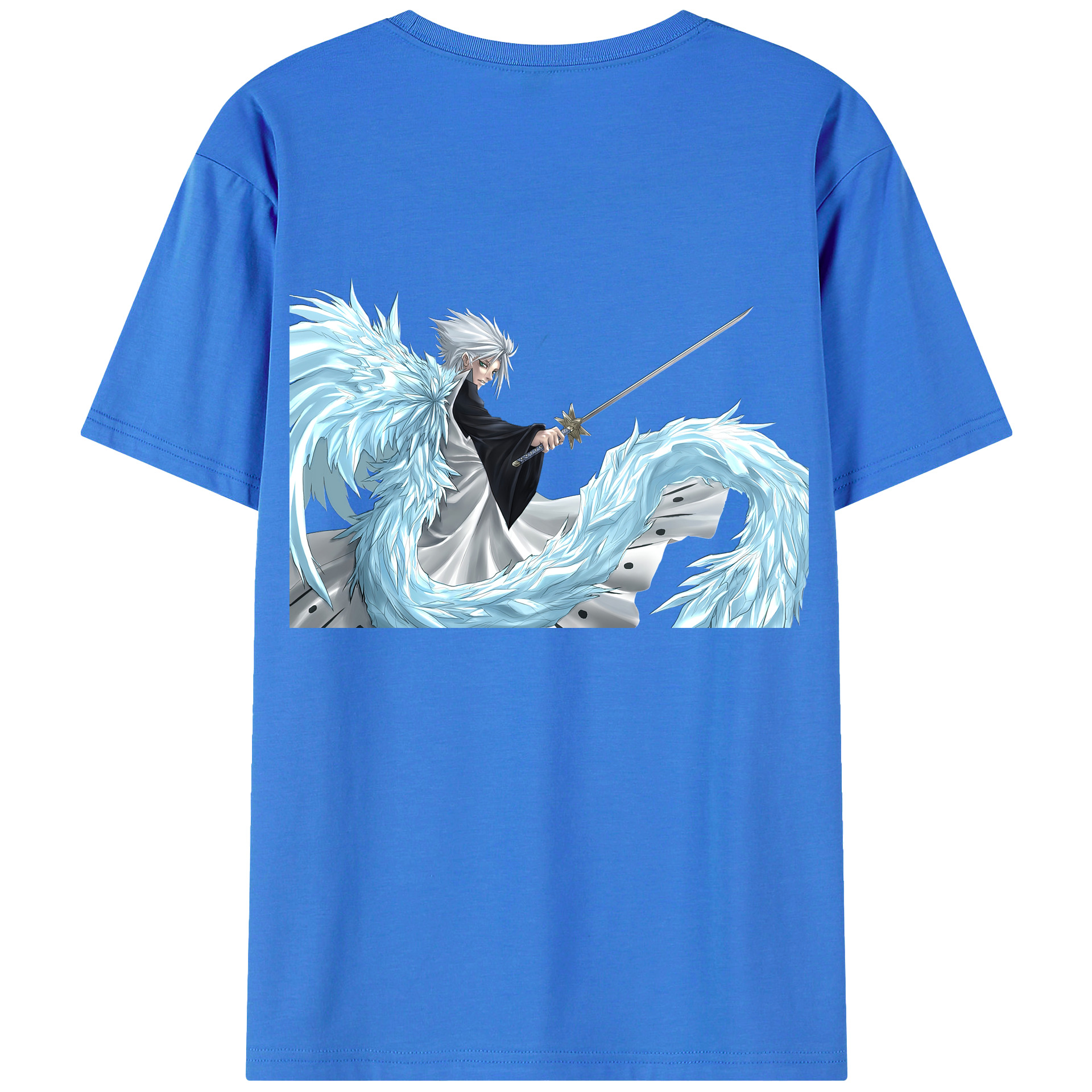 （画像用） ブリーチ 日番谷冬獅郎（ひつがや とうしろう） BLEACH Hitsugaya Toushirou 綿100％ メンズ半袖Tシャツ（バックプリント） 通気性