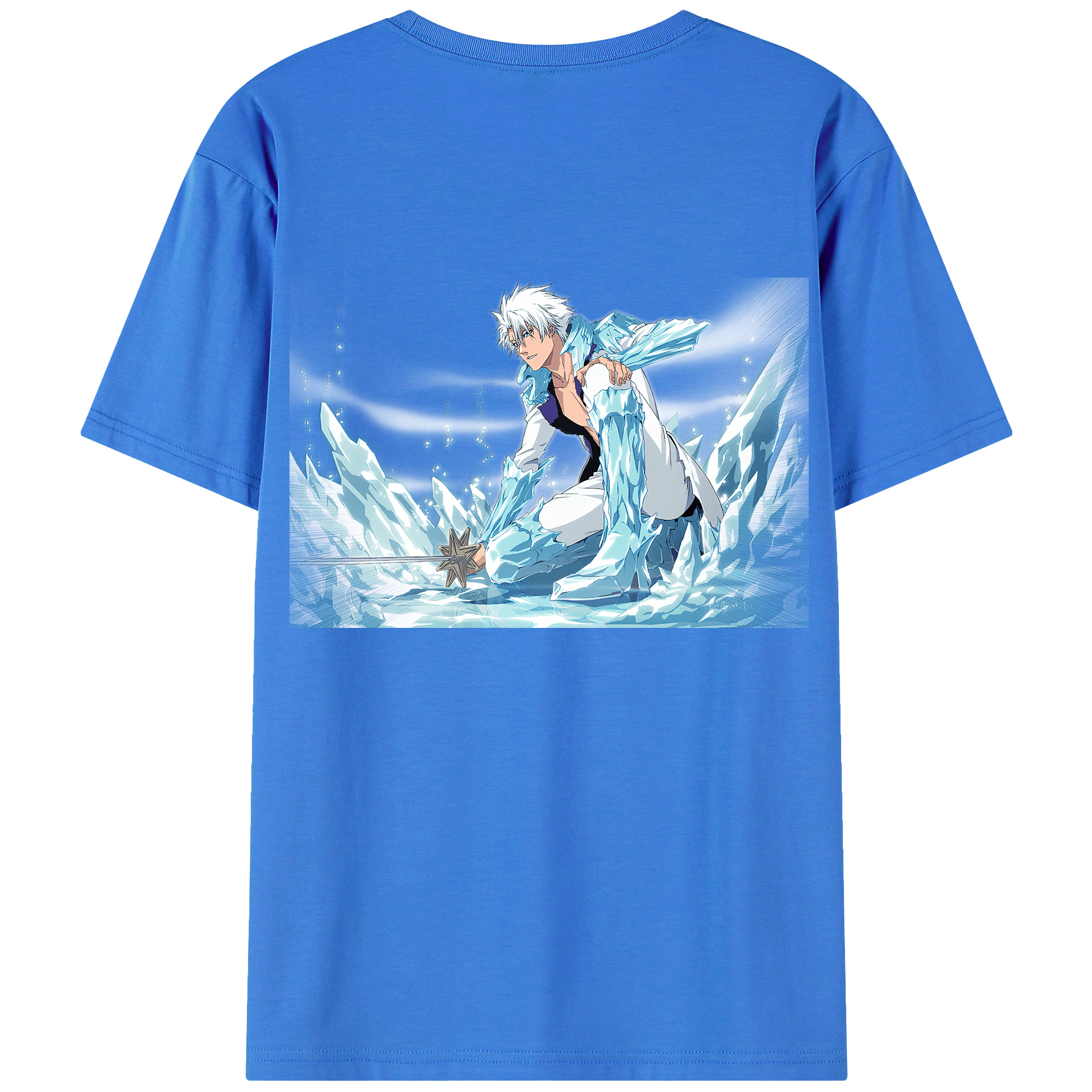 （画像用） ブリーチ 日番谷冬獅郎（ひつがや とうしろう） BLEACH Hitsugaya Toushirou 綿100％ メンズ半袖Tシャツ（バックプリント） 通気性
