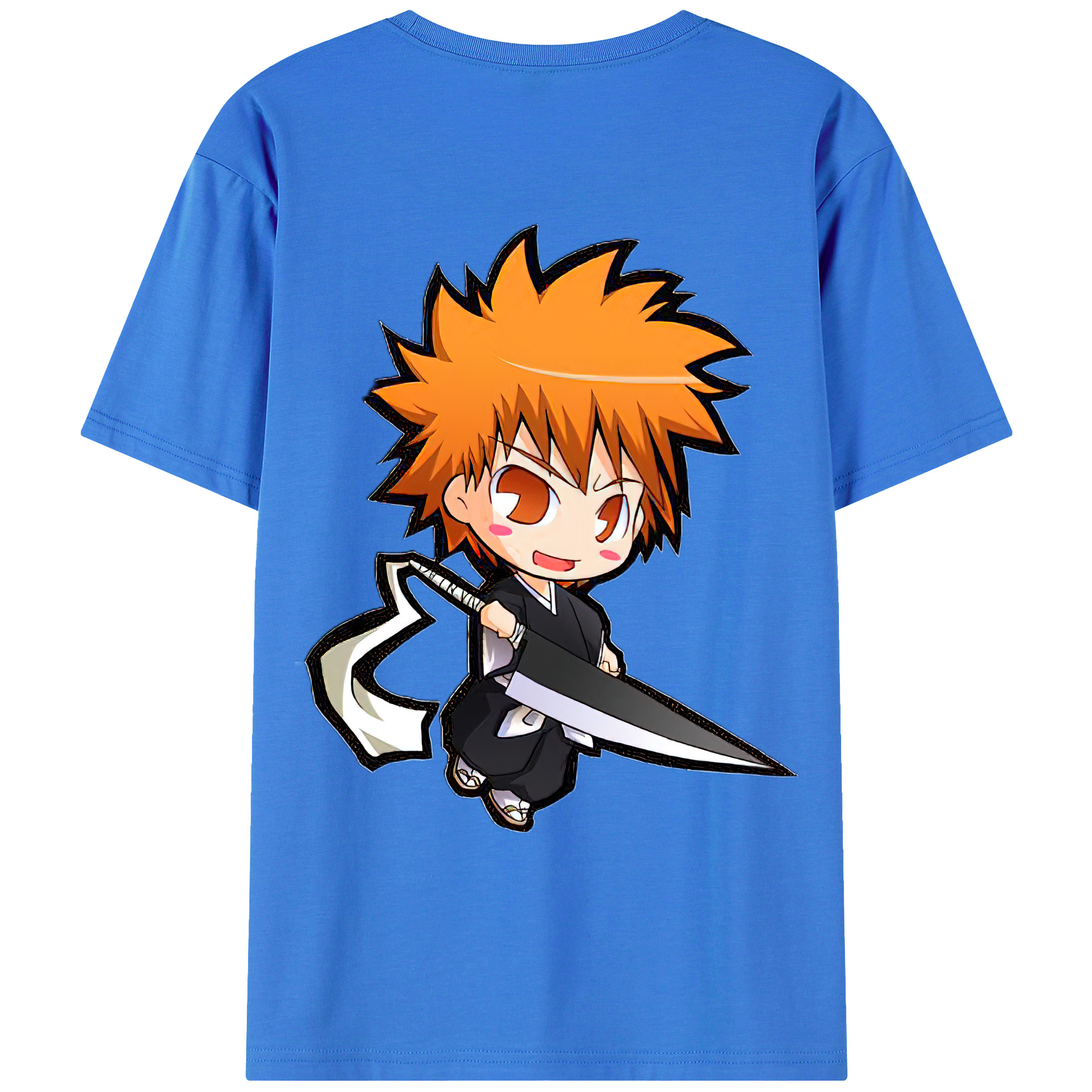 （画像用） ブリーチ 黒崎一護（くろさき いちご）BLEACH Kurosaki Ichigo 綿100％ メンズ半袖Tシャツ（バックプリント） 通気性